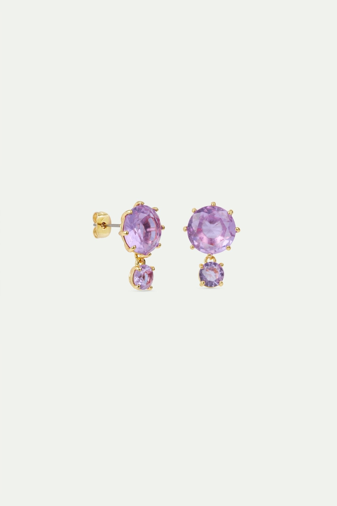 Lavender Diamantine two stone earrings | AVLD1261 - Les Nereides