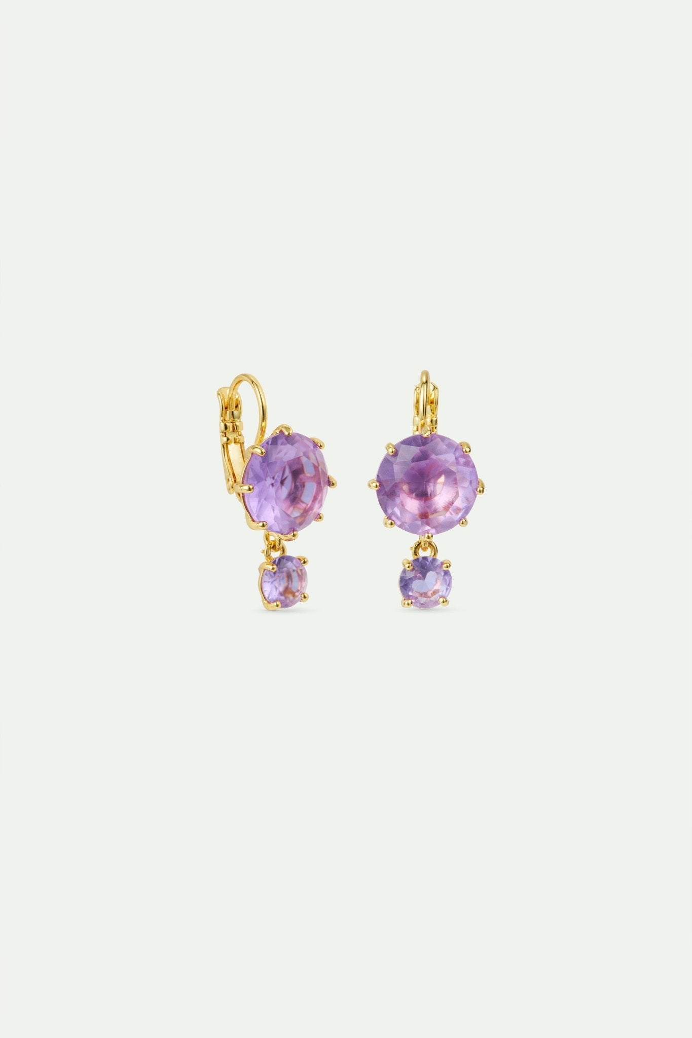 Lavender Diamantine two stone earrings | AVLD1261 - Les Nereides