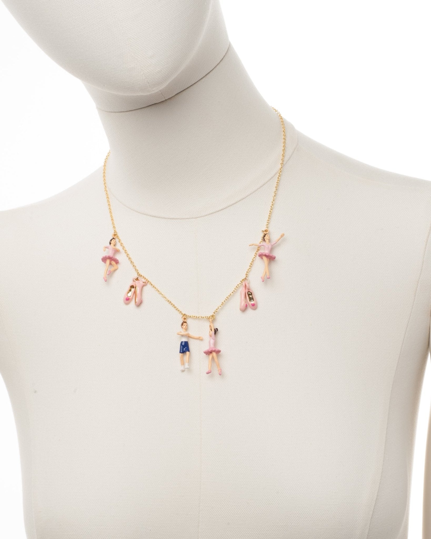 Les Petits Rats Dancers & Pink Dancing Slippers Necklace | AEOP3011 - Les Nereides