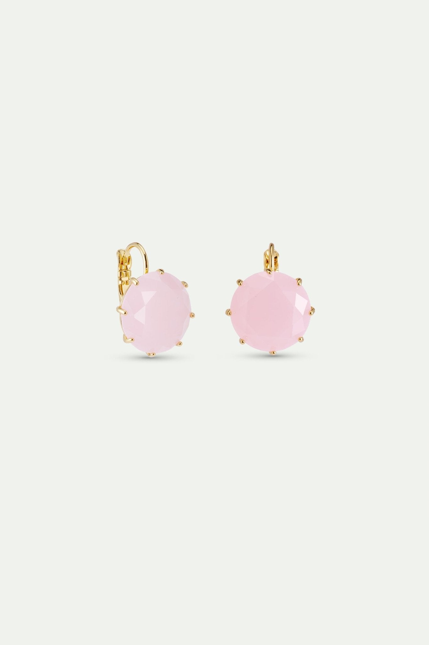 Light Pink Diamantine Round Stone Earrings | AWLD1401 - Les Nereides