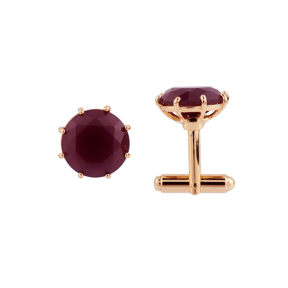 Link La Diamantine Round Stone Aurore Purple Cufflinks | ACLD9011 - Les Nereides