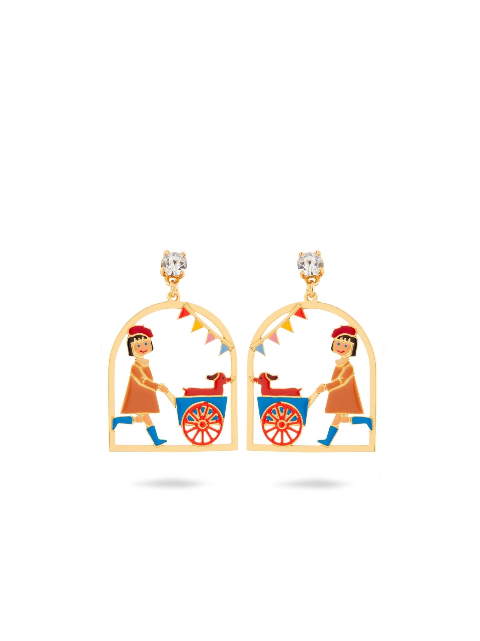Little Girl And Dachshund At The Funfair Earrings | AUTO1091 - Les Nereides