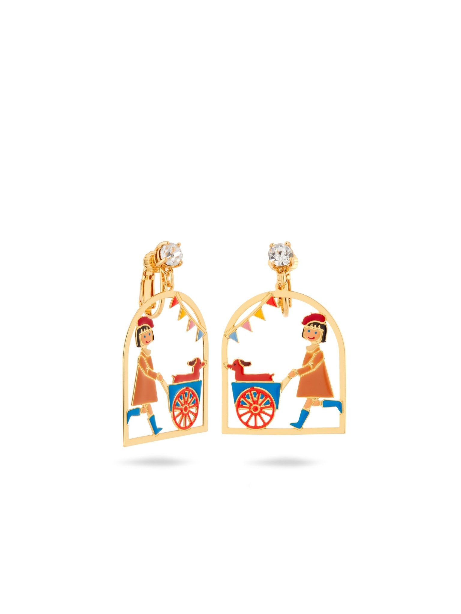 Little Girl And Dachshund At The Funfair Earrings | AUTO1091 - Les Nereides