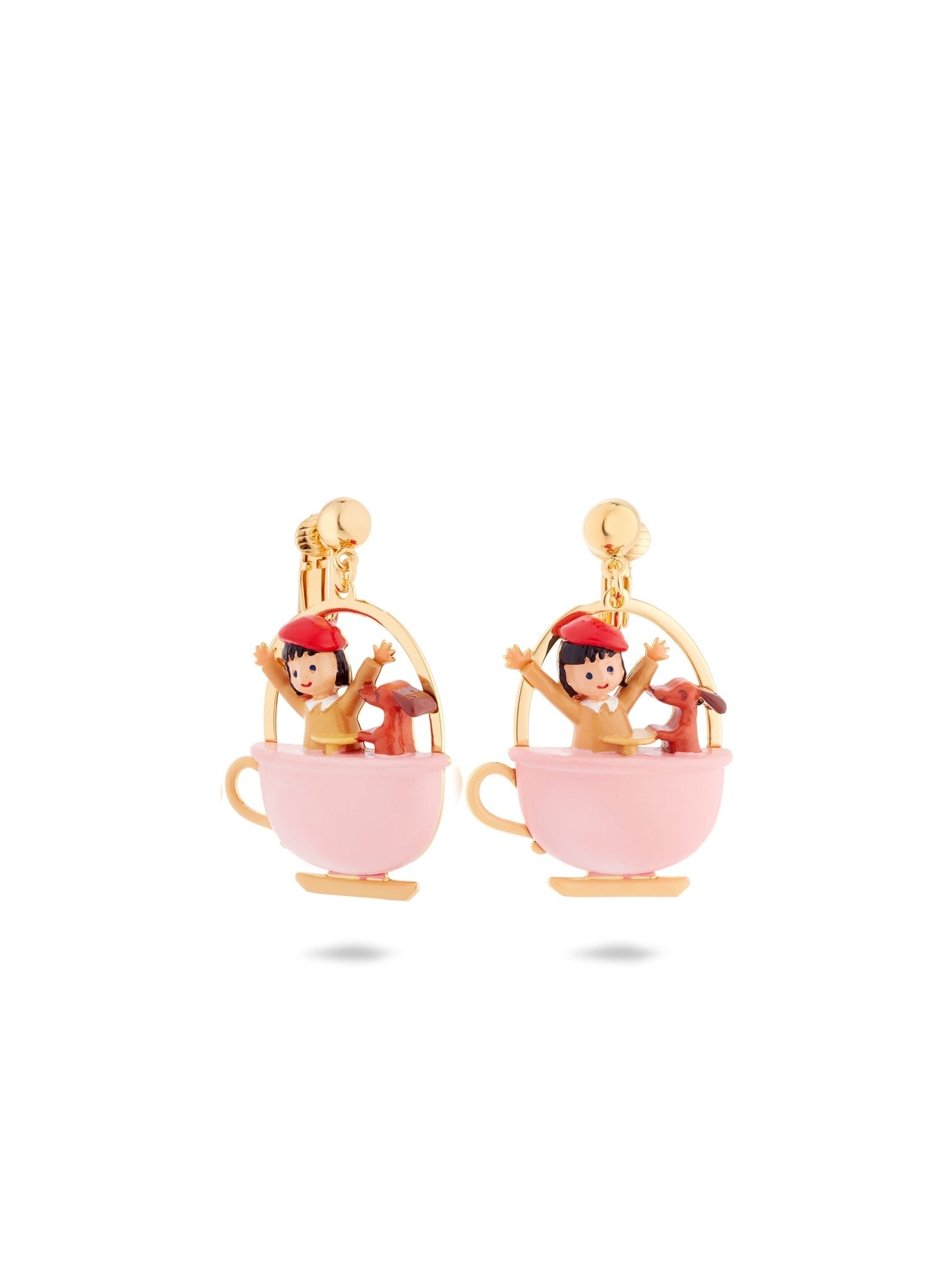 Little Girl And Dachshund On A Merry - Go - Round Earrings | AUTO1061 - Les Nereides