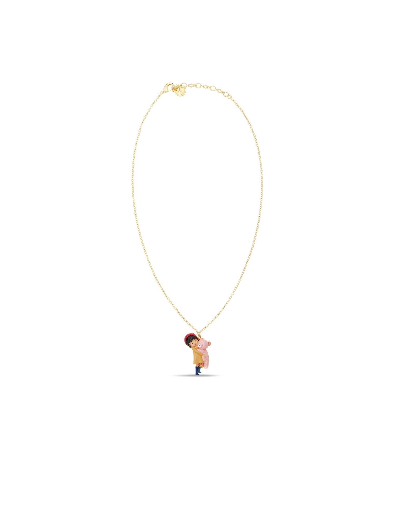 Little Girl And Teddy Bear Pendant Necklace | AUTO3061 - Les Nereides