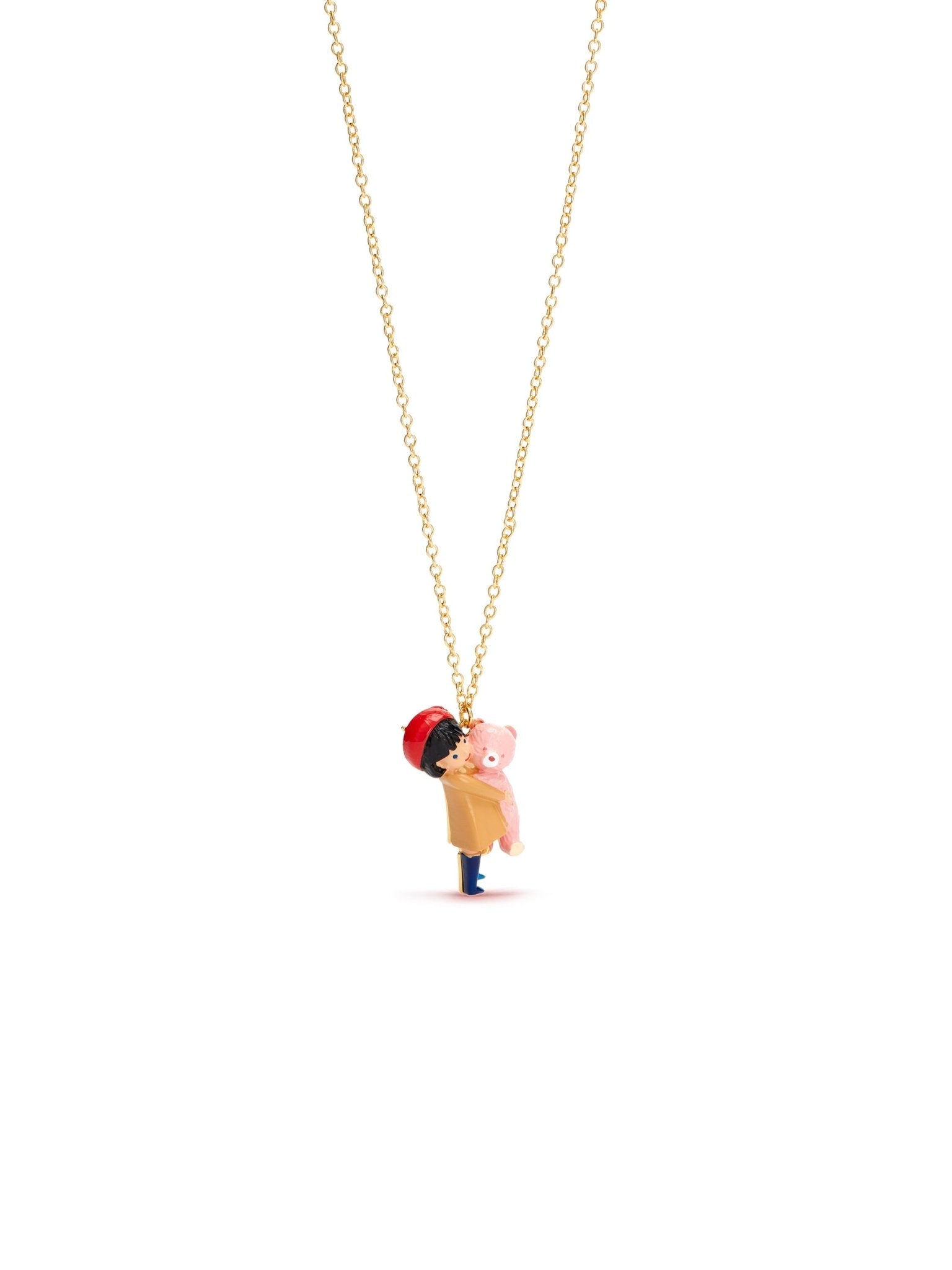 Little Girl And Teddy Bear Pendant Necklace | AUTO3061 - Les Nereides