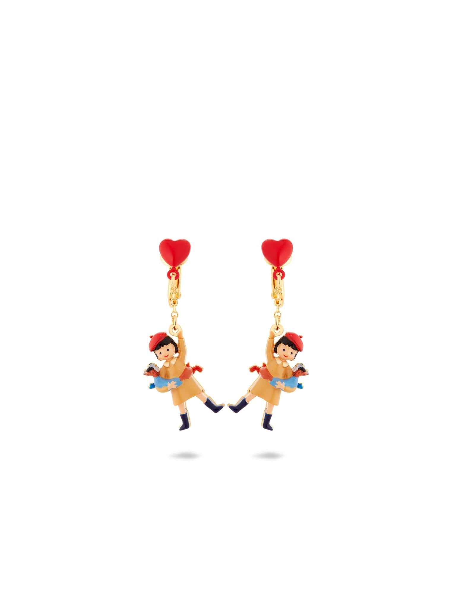 Little Girl, Dachshund And Inflatable Heart Balloon Earrings | AUTO1051 - Les Nereides