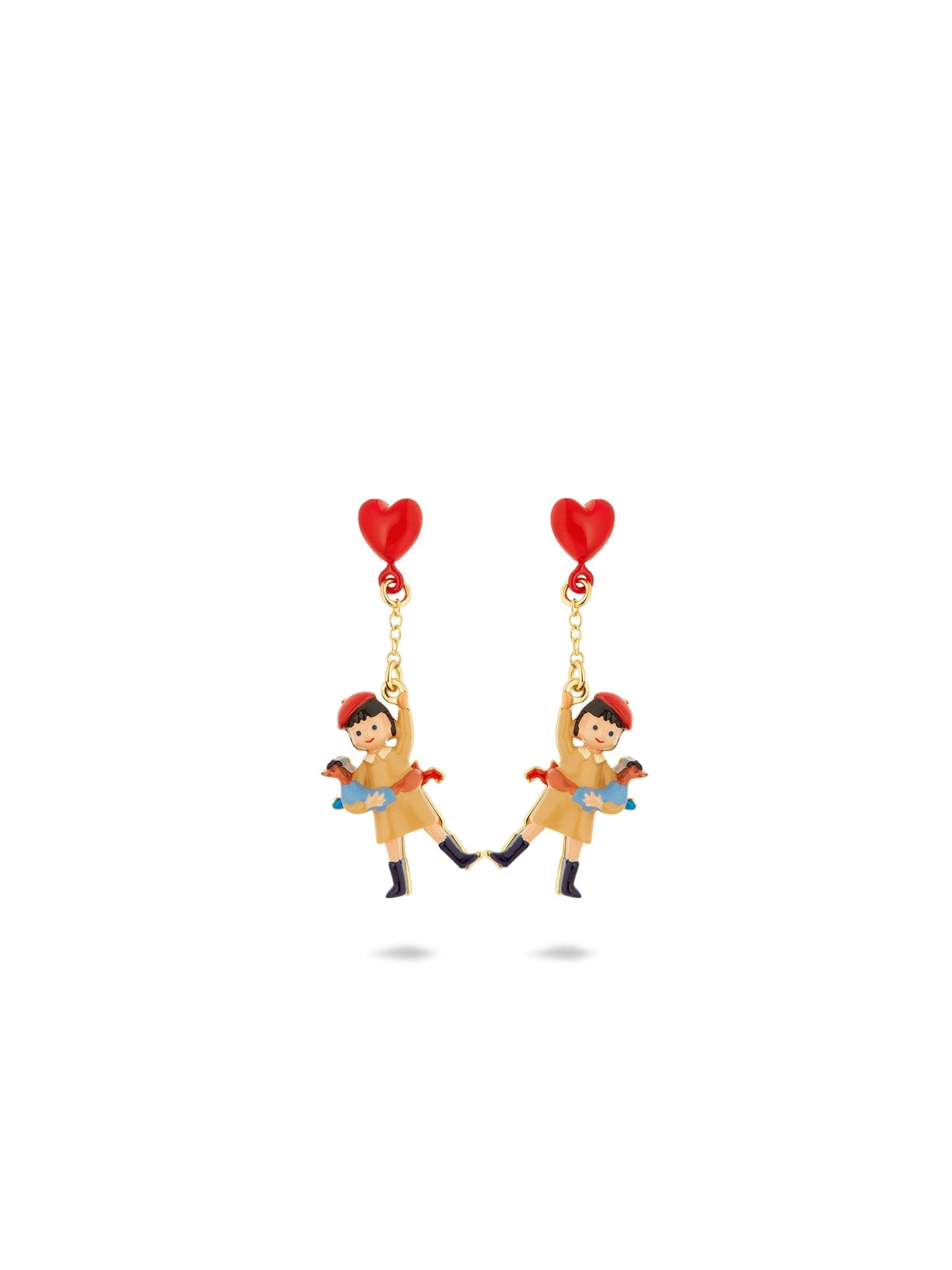 Little Girl, Dachshund And Inflatable Heart Balloon Earrings | AUTO1051 - Les Nereides