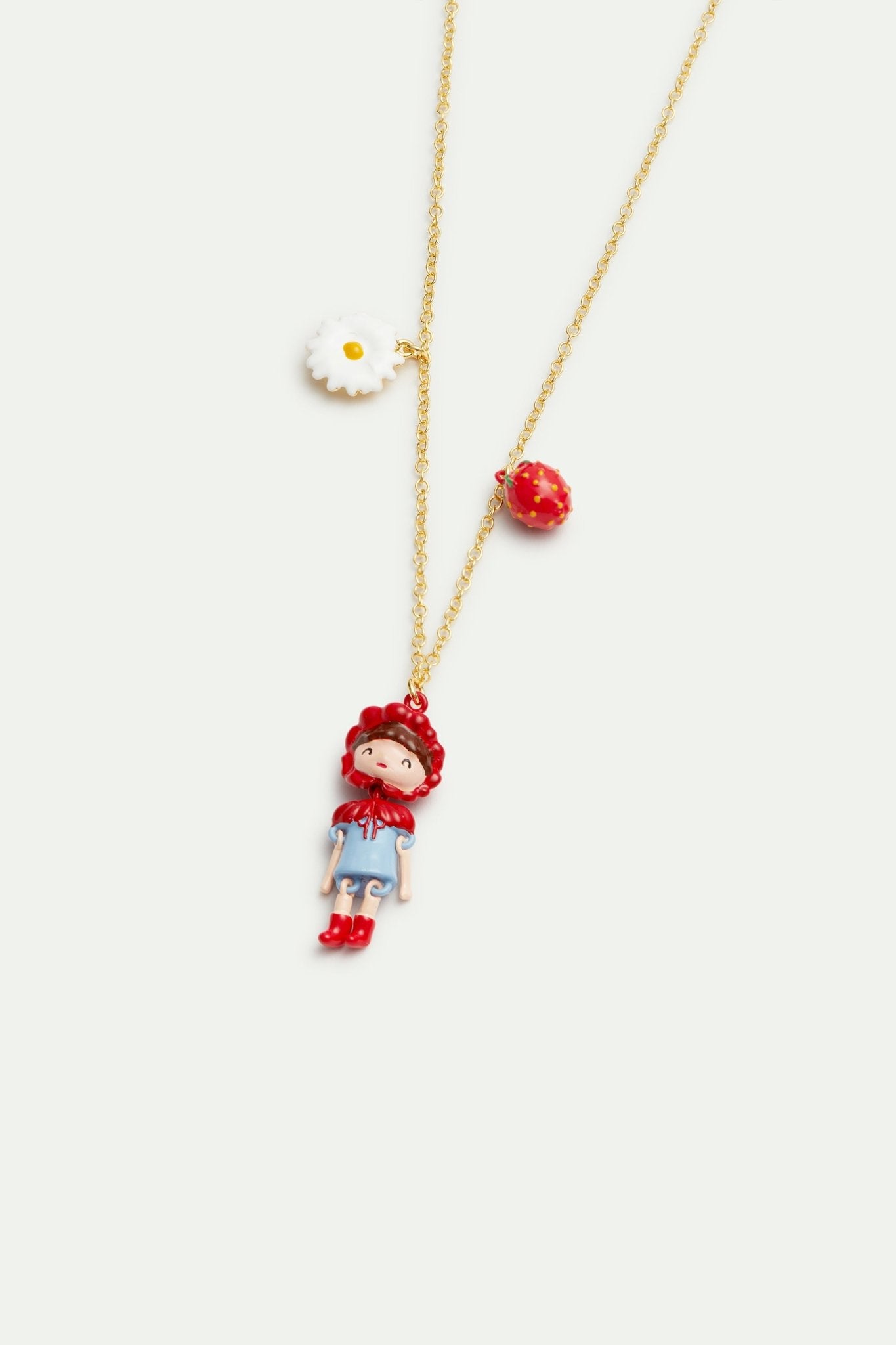 Little Red Riding Hood, strawberry and daisy pendant necklace | AVPO3011 - Les Nereides