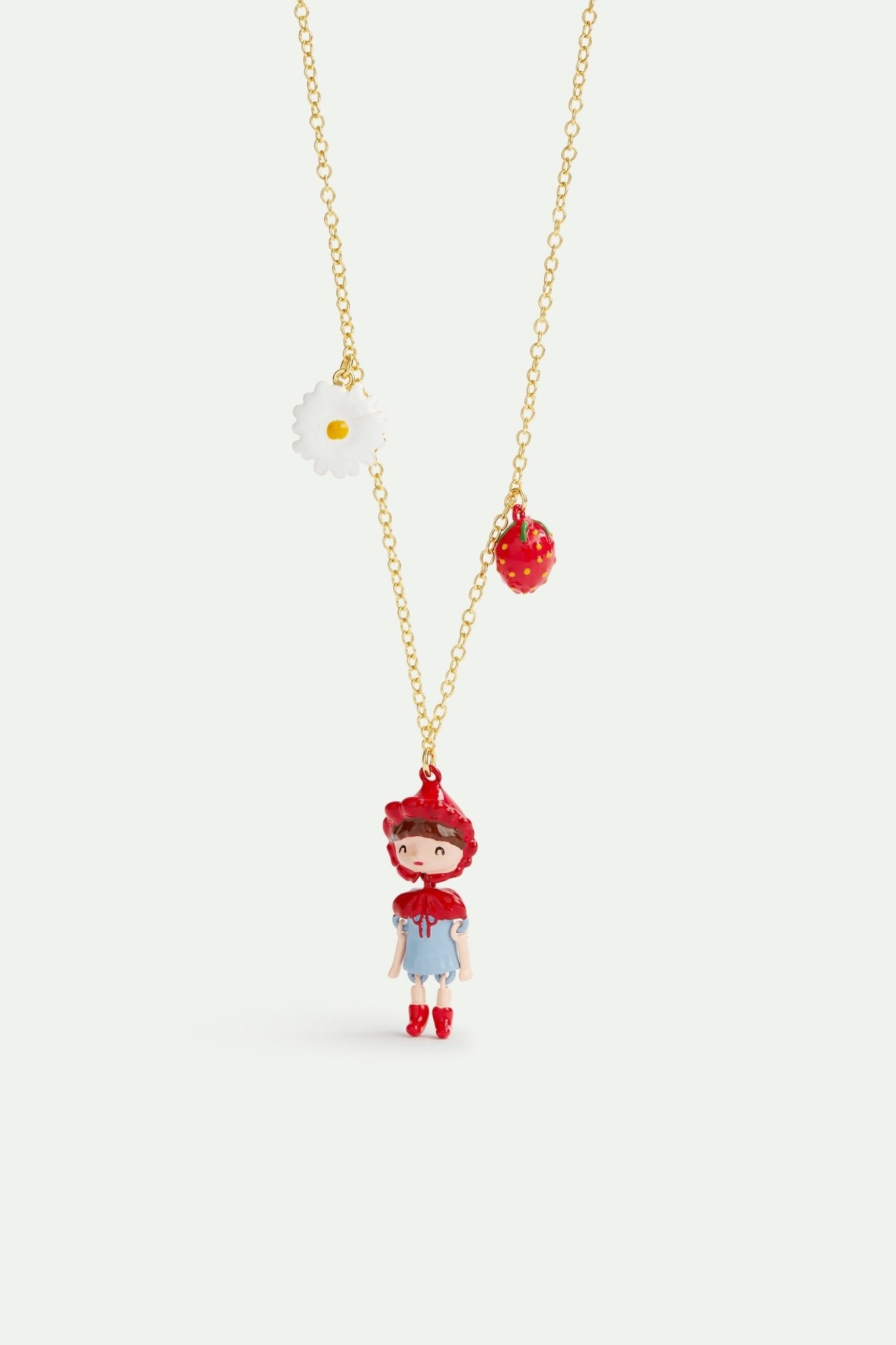 Little Red Riding Hood, strawberry and daisy pendant necklace | AVPO3011 - Les Nereides