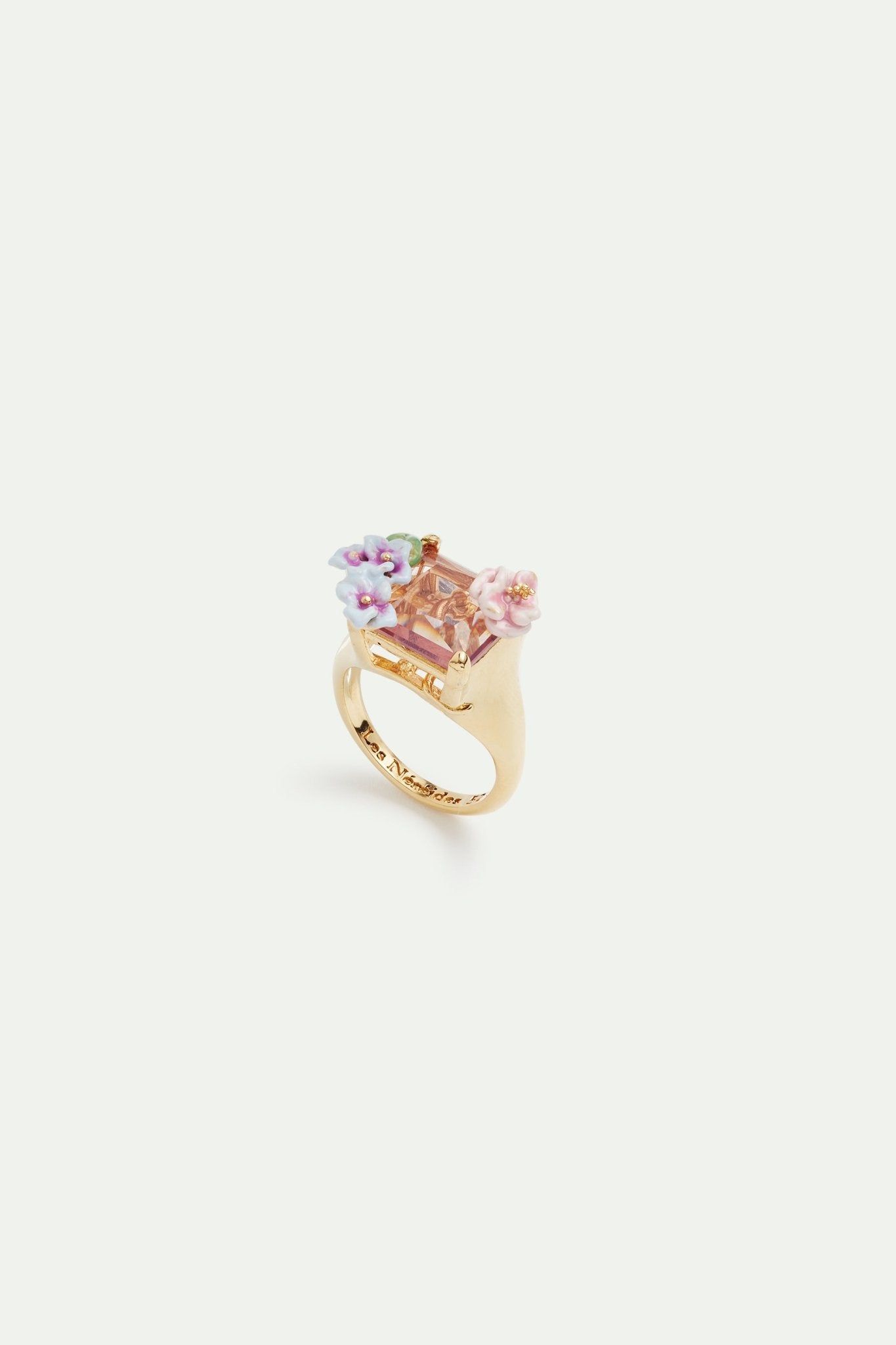 Lizard, pink cut stone and hydrangea cocktail ring | AVJH6031 - Les Nereides