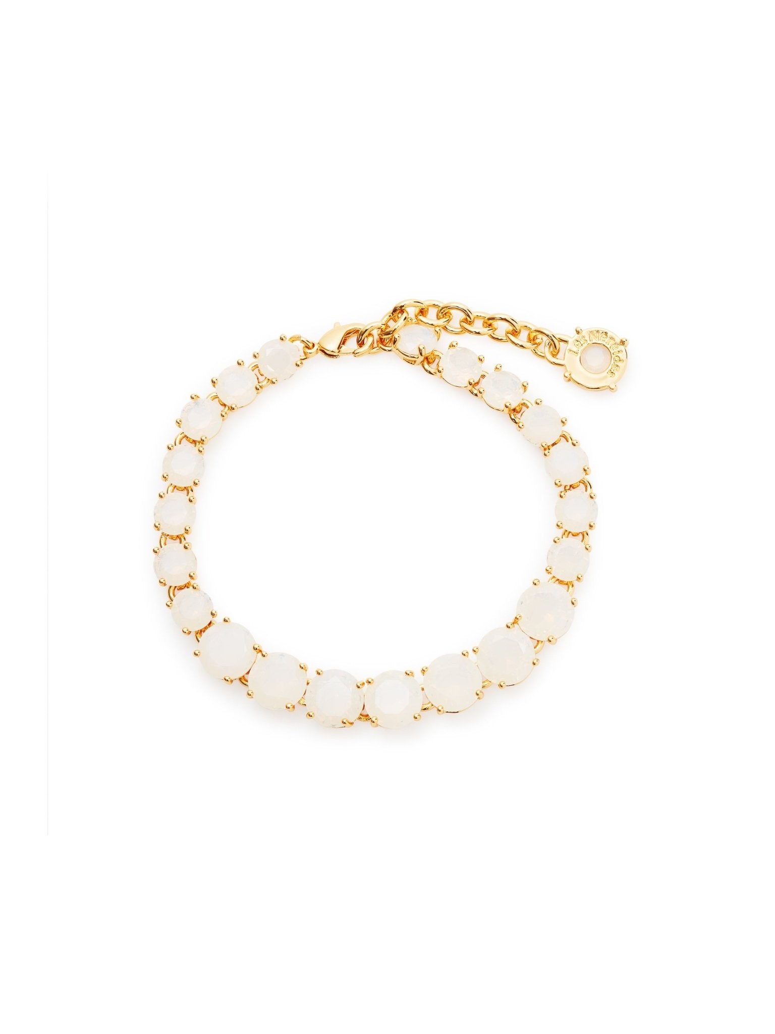 Luxury Opalescent White Diamantine Stone Single Row Bracelet | AULD2521 - Les Nereides