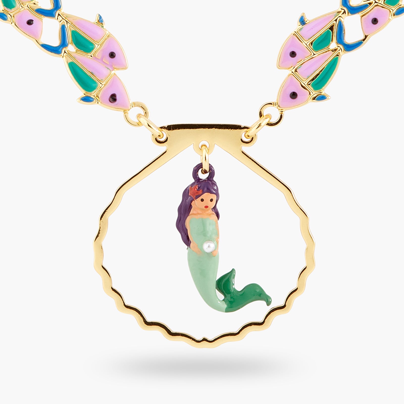 Mermaid And Fish Statement Necklace | ATOC3041 - Les Nereides