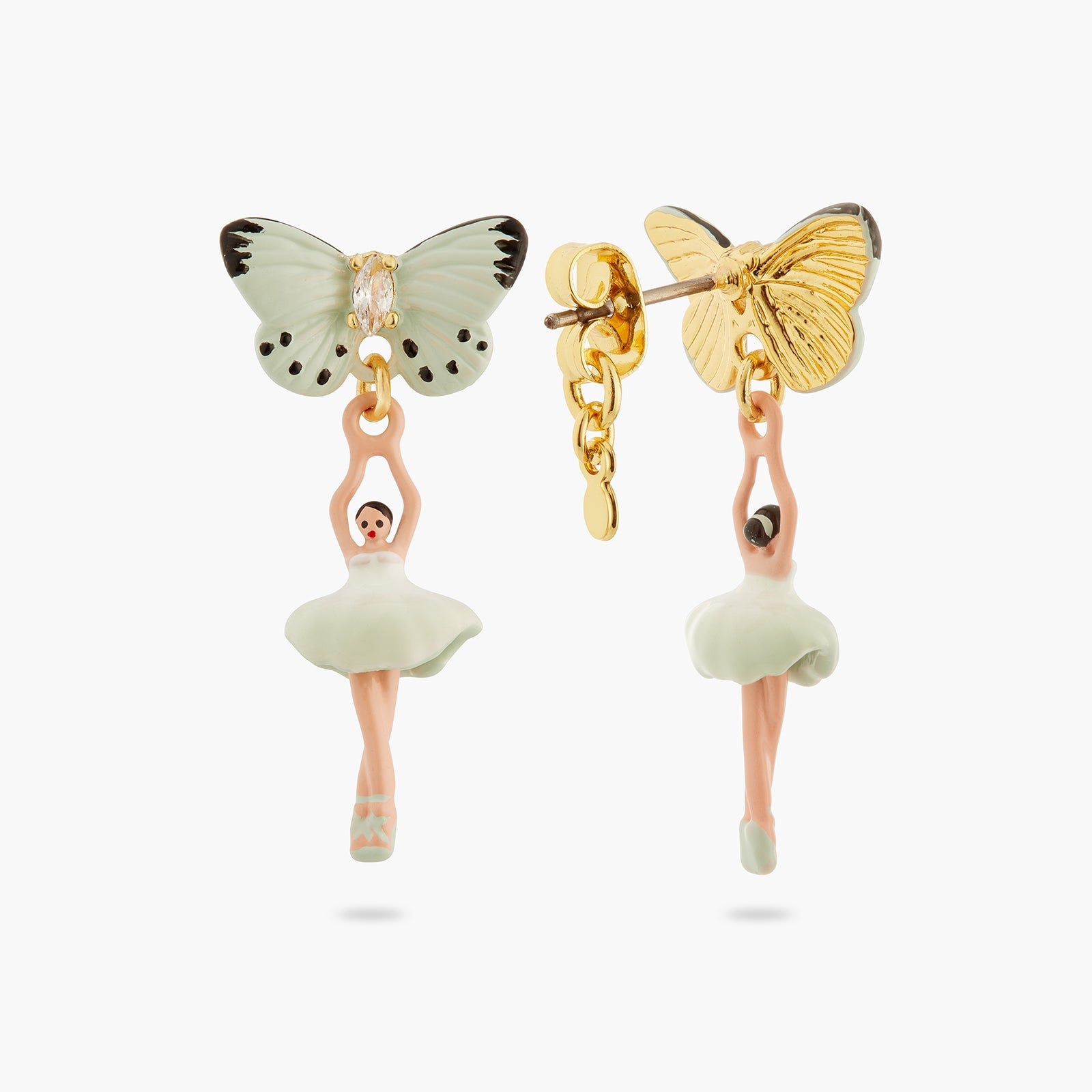 Mini Pas De Deux And Aqua Green Butterfly Earrings | ATMDD1011 - Les Nereides