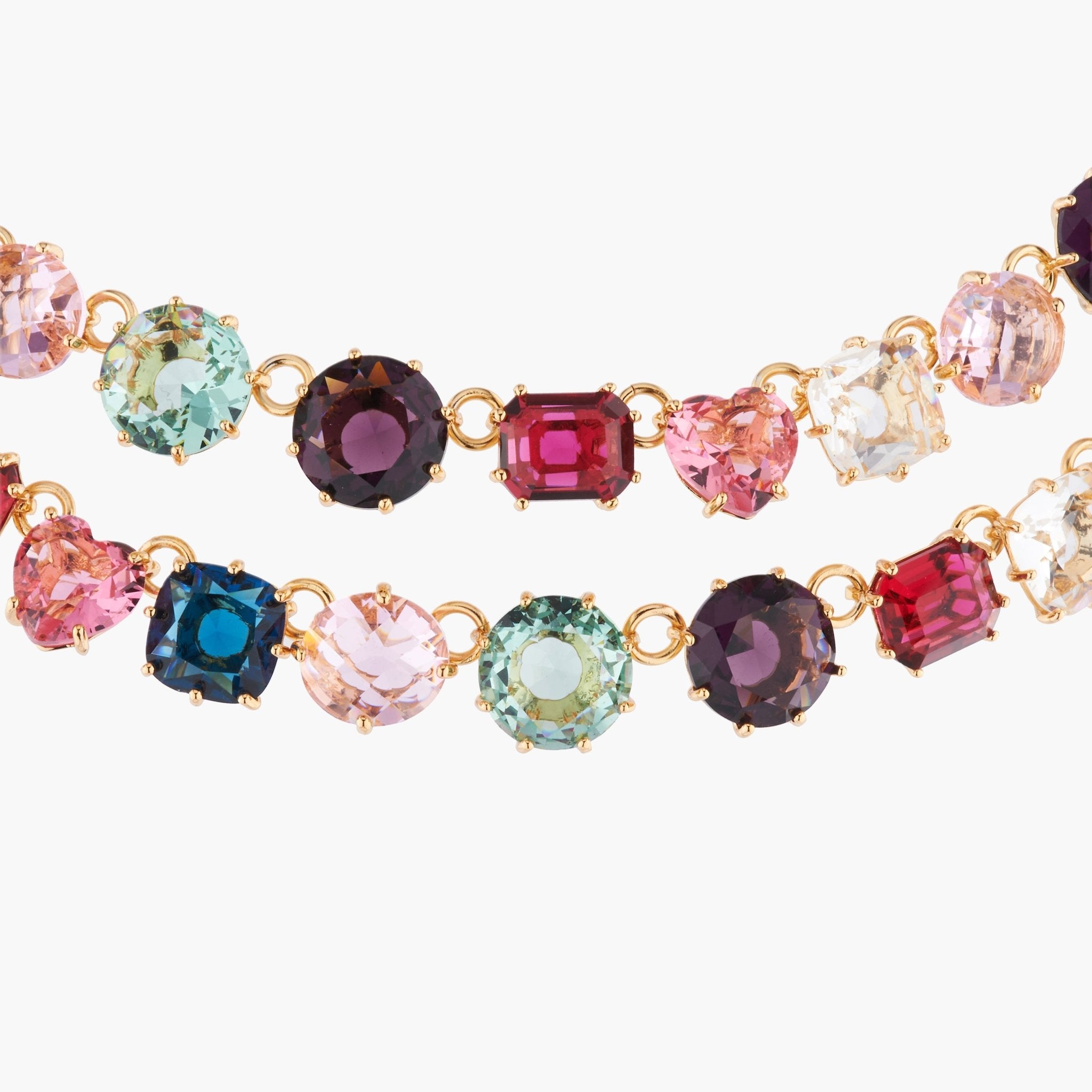 Multicoloured Two Row La Diamantine Luxurious Necklace | AKLD355 - Les Nereides