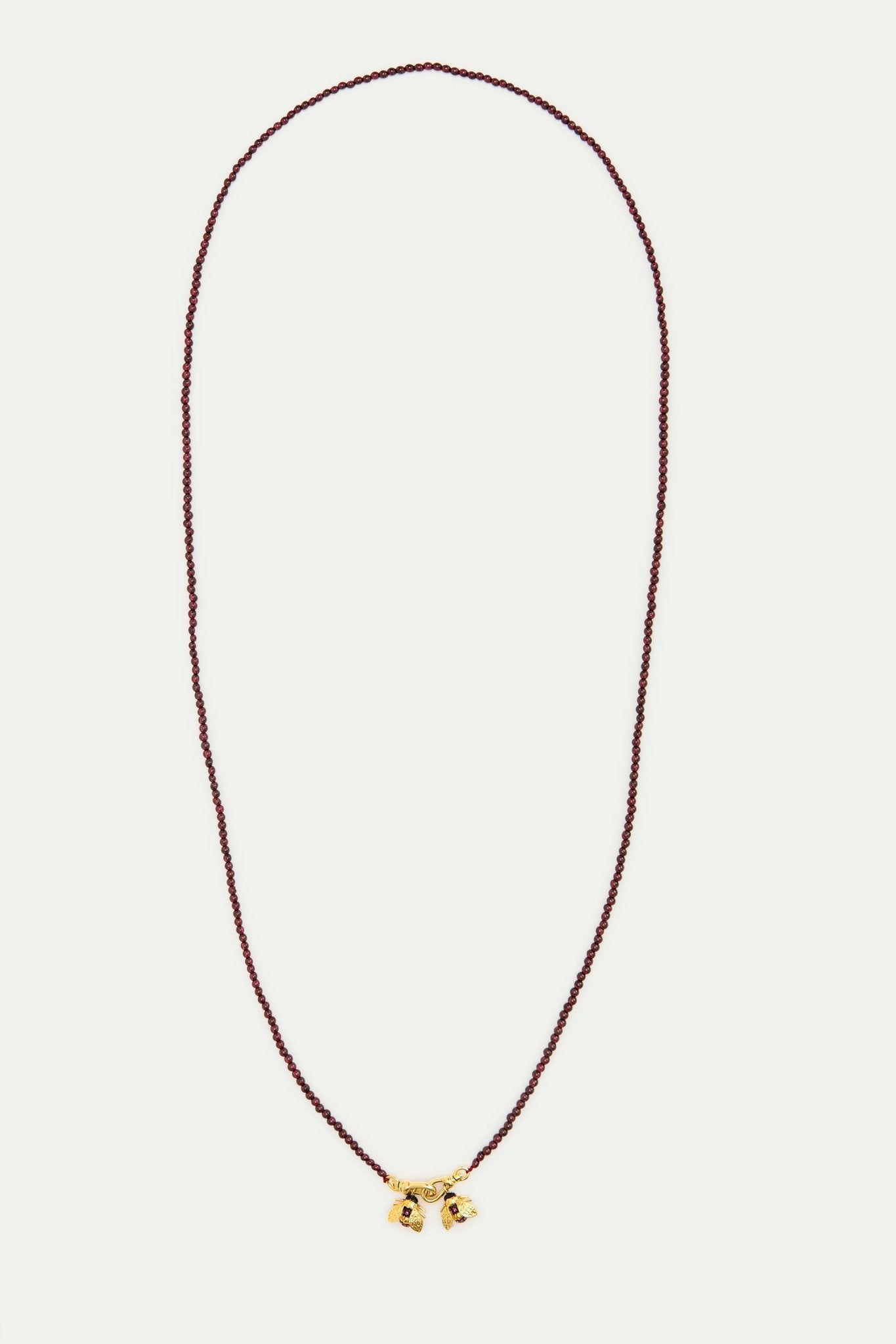 Necklace With Garnet Beads And Gold Bees | AXAM3021 - Les Nereides