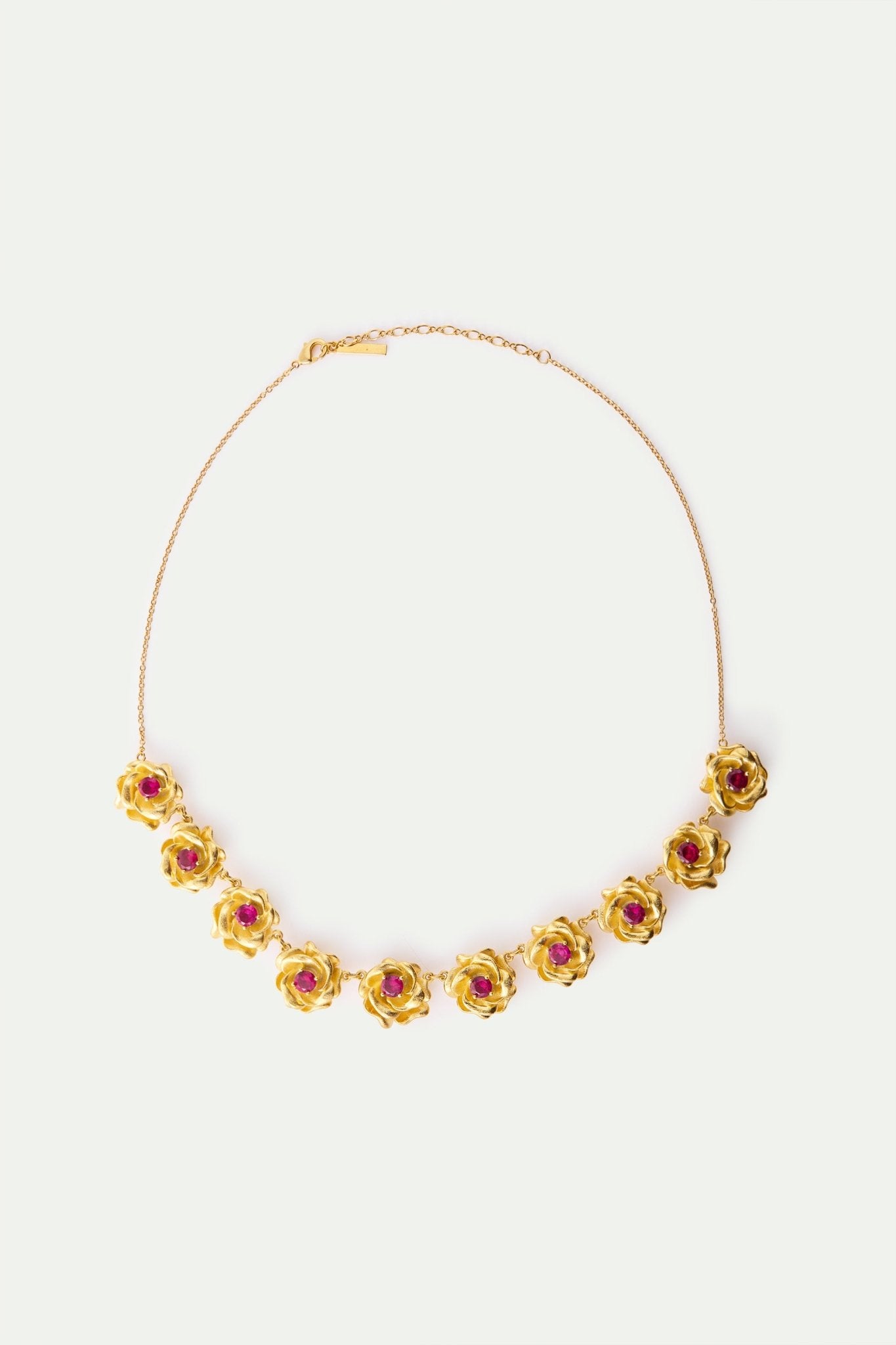 Necklace With Gold Mona Lisa Roses And Pink Stones | AXRF3011 - Les Nereides