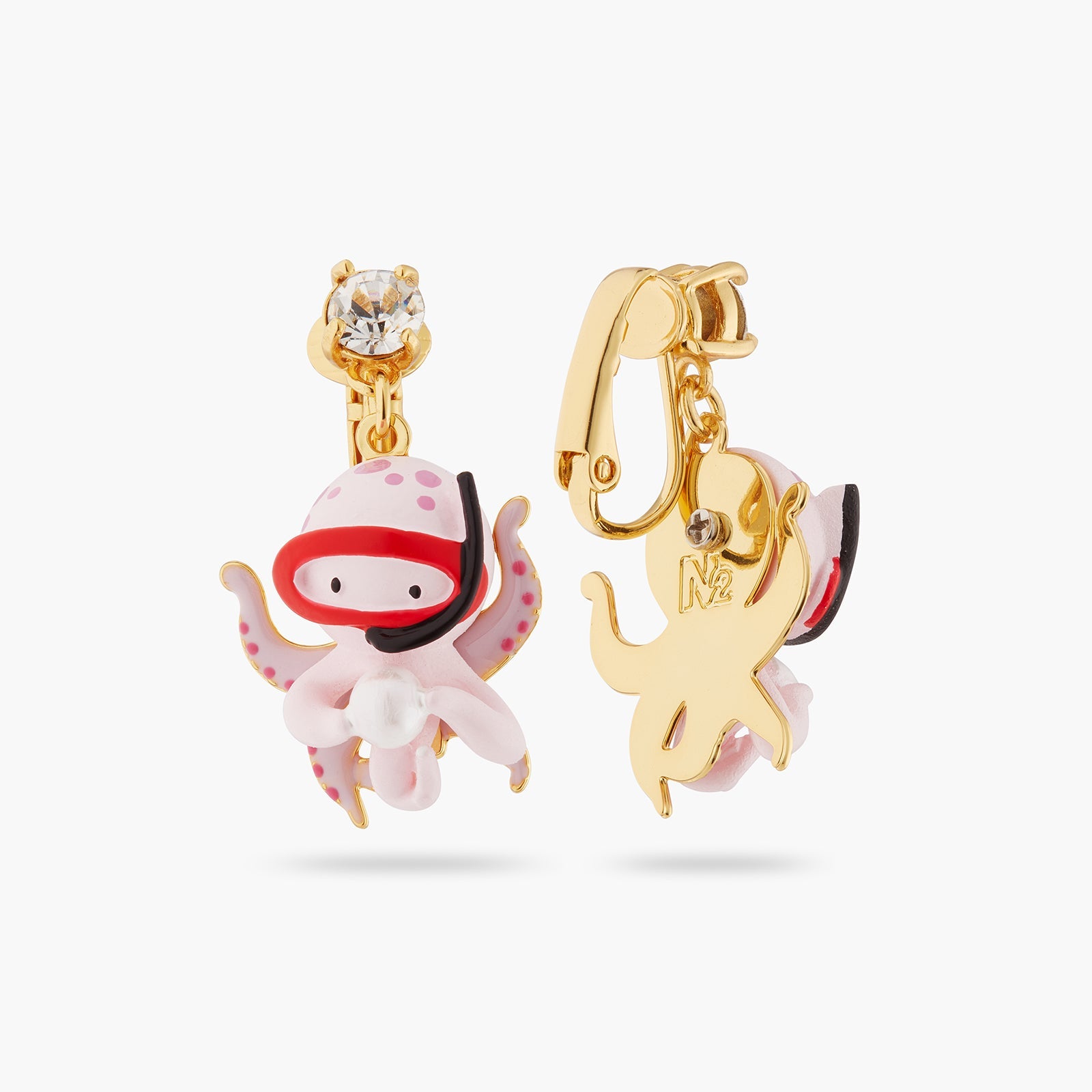 Octopus, Pearl And Cut Stone Earrings | ATOC1071 - Les Nereides