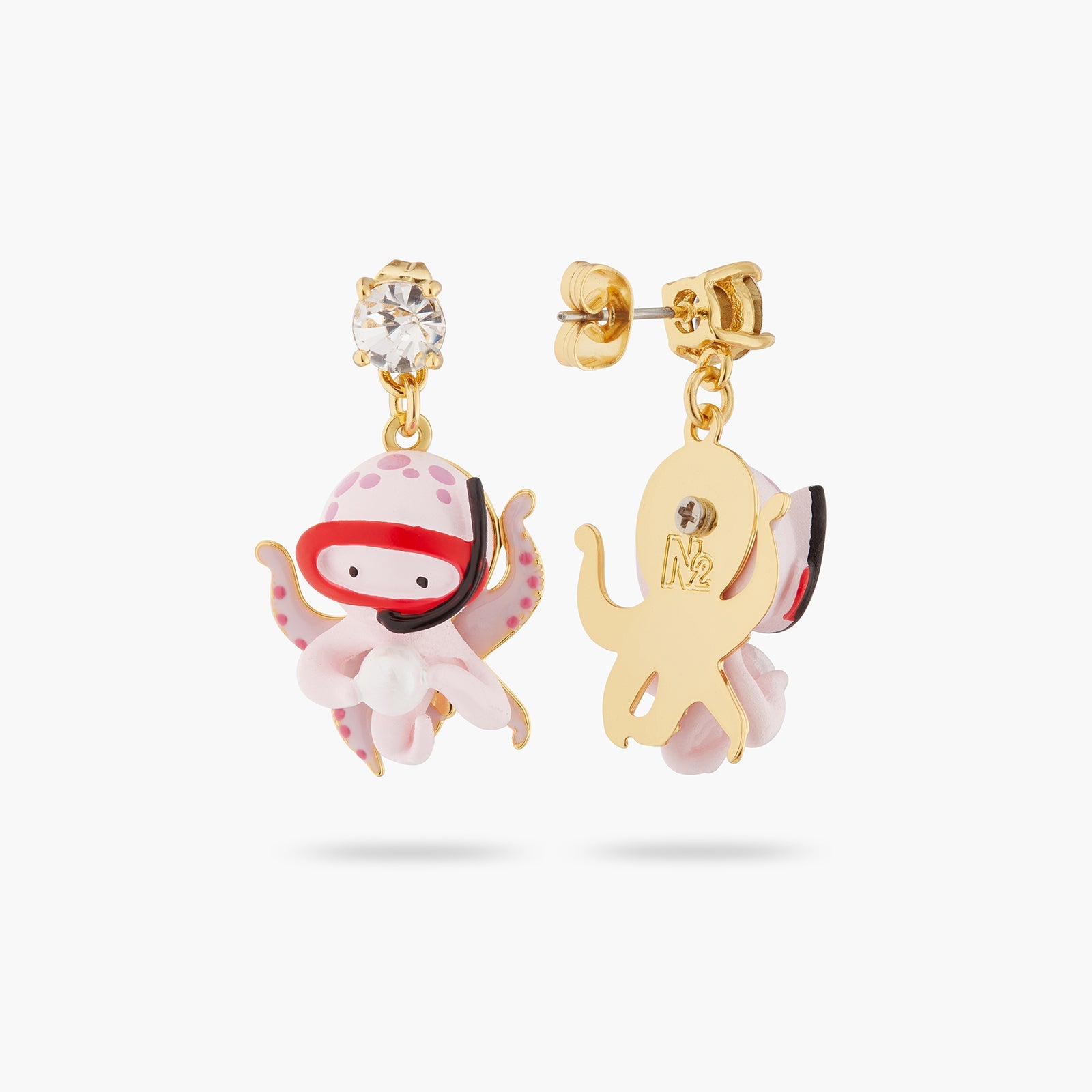 Octopus, Pearl And Cut Stone Earrings | ATOC1071 - Les Nereides