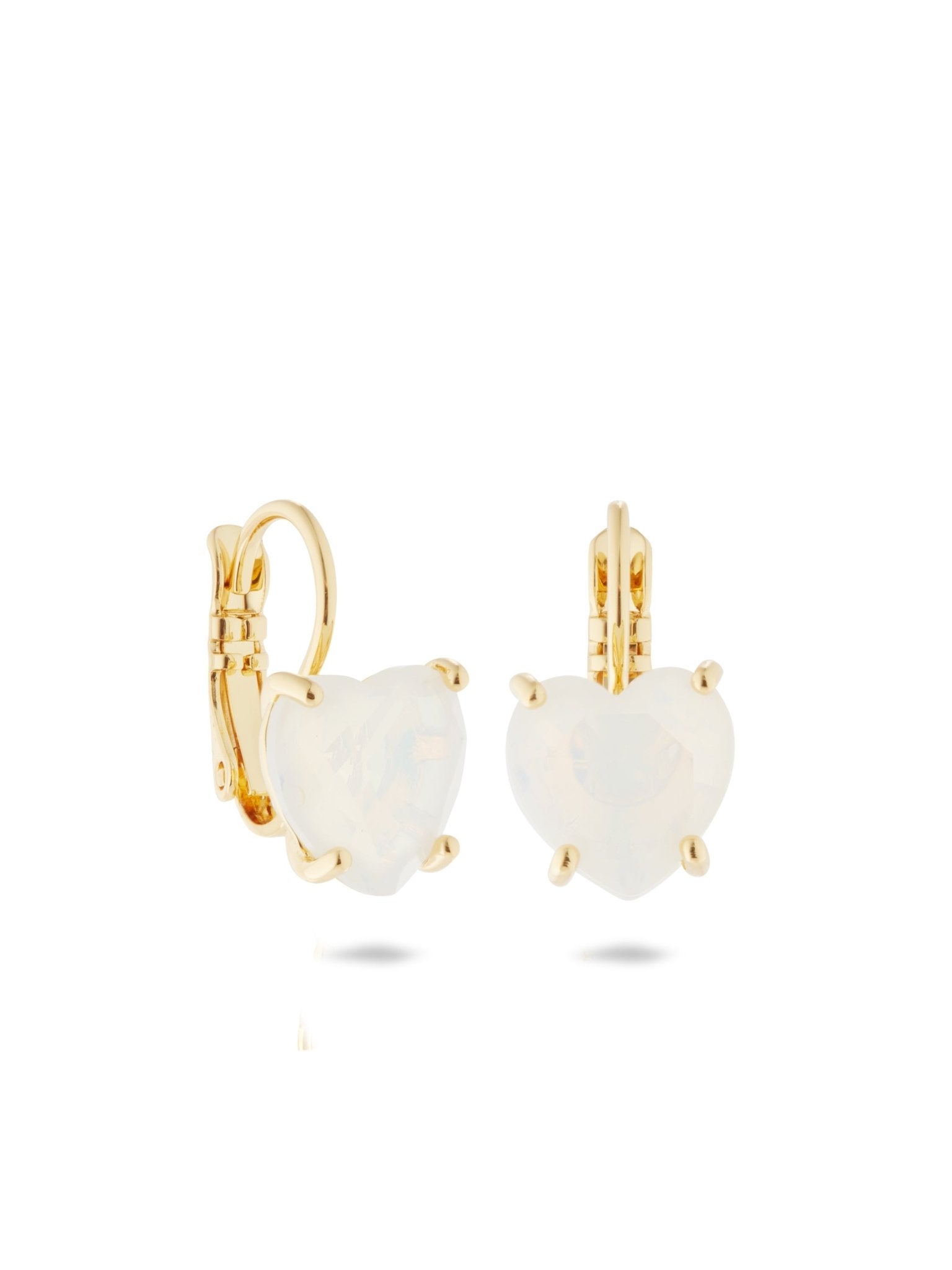 Opalescent White Diamantine Heart - Shaped Stone Sleeper Earrings | AULD1451 - Les Nereides