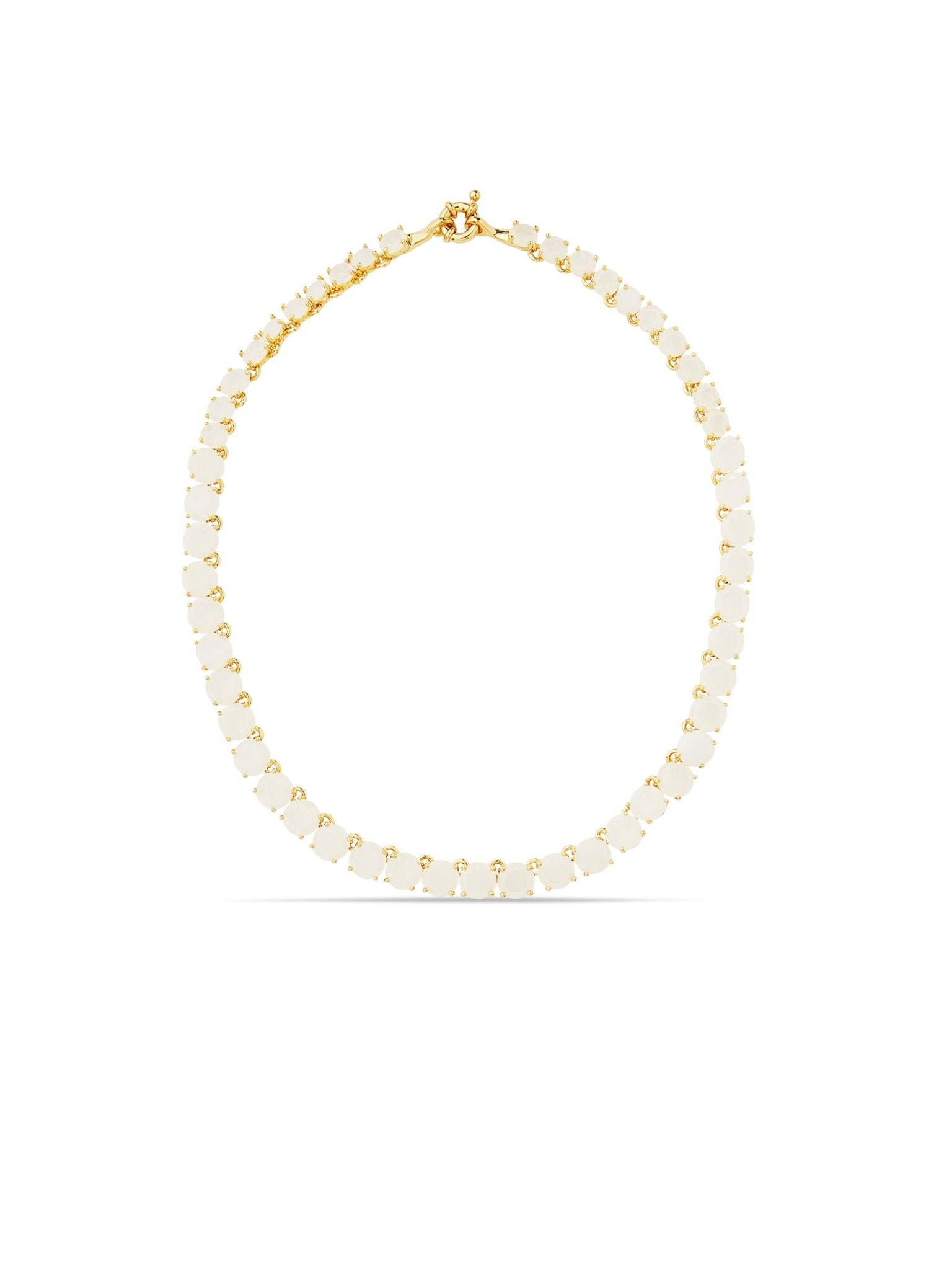 Opalescent White Diamantine Round Stone Choker Necklace | AULD3321 - Les Nereides
