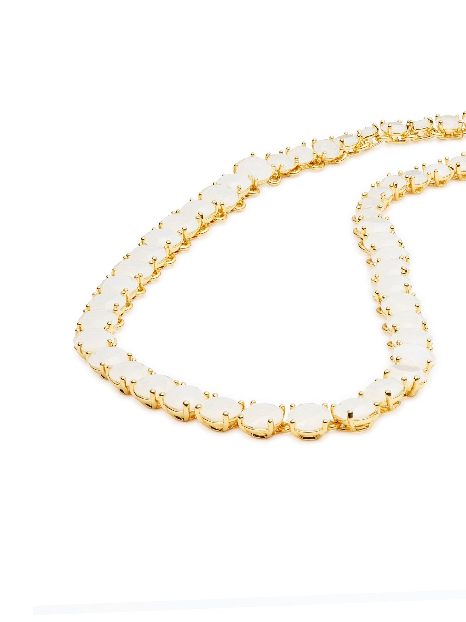 Opalescent White Diamantine Round Stone Choker Necklace | AULD3321 - Les Nereides