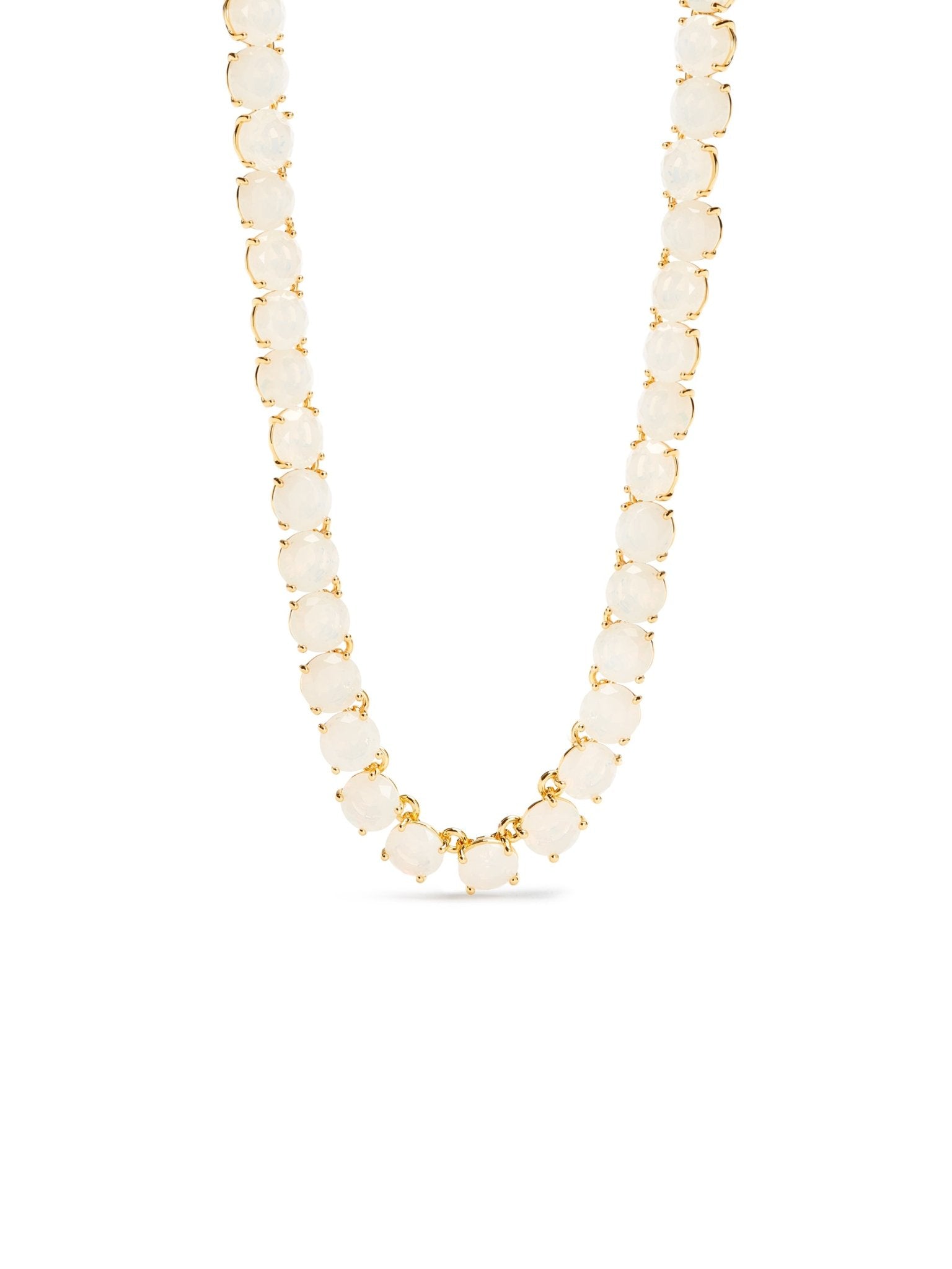 Opalescent White Diamantine Round Stone Choker Necklace | AULD3321 - Les Nereides