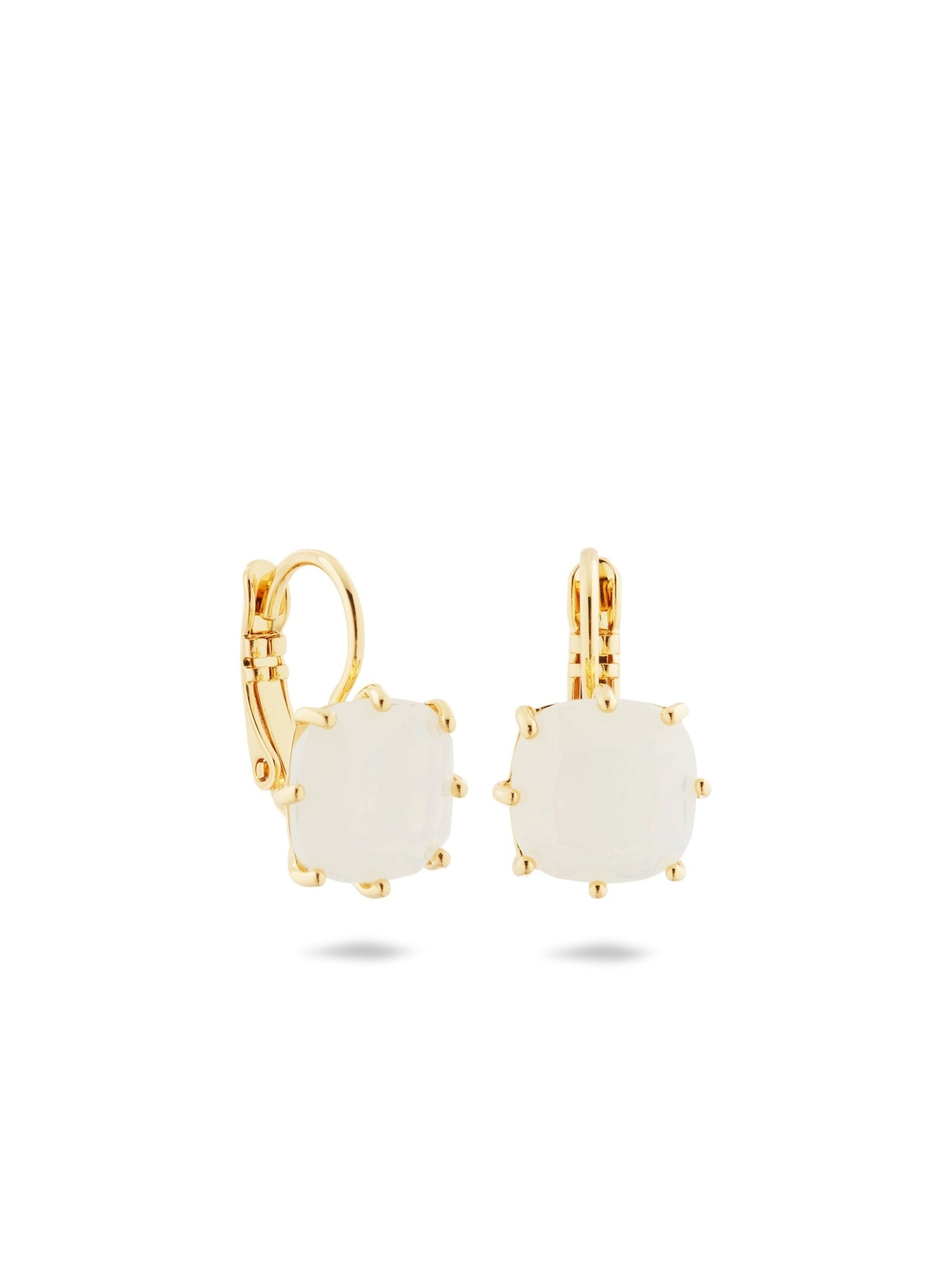 Opalescent White Diamantine Square Stone Earrings | AULD1011 - Les Nereides
