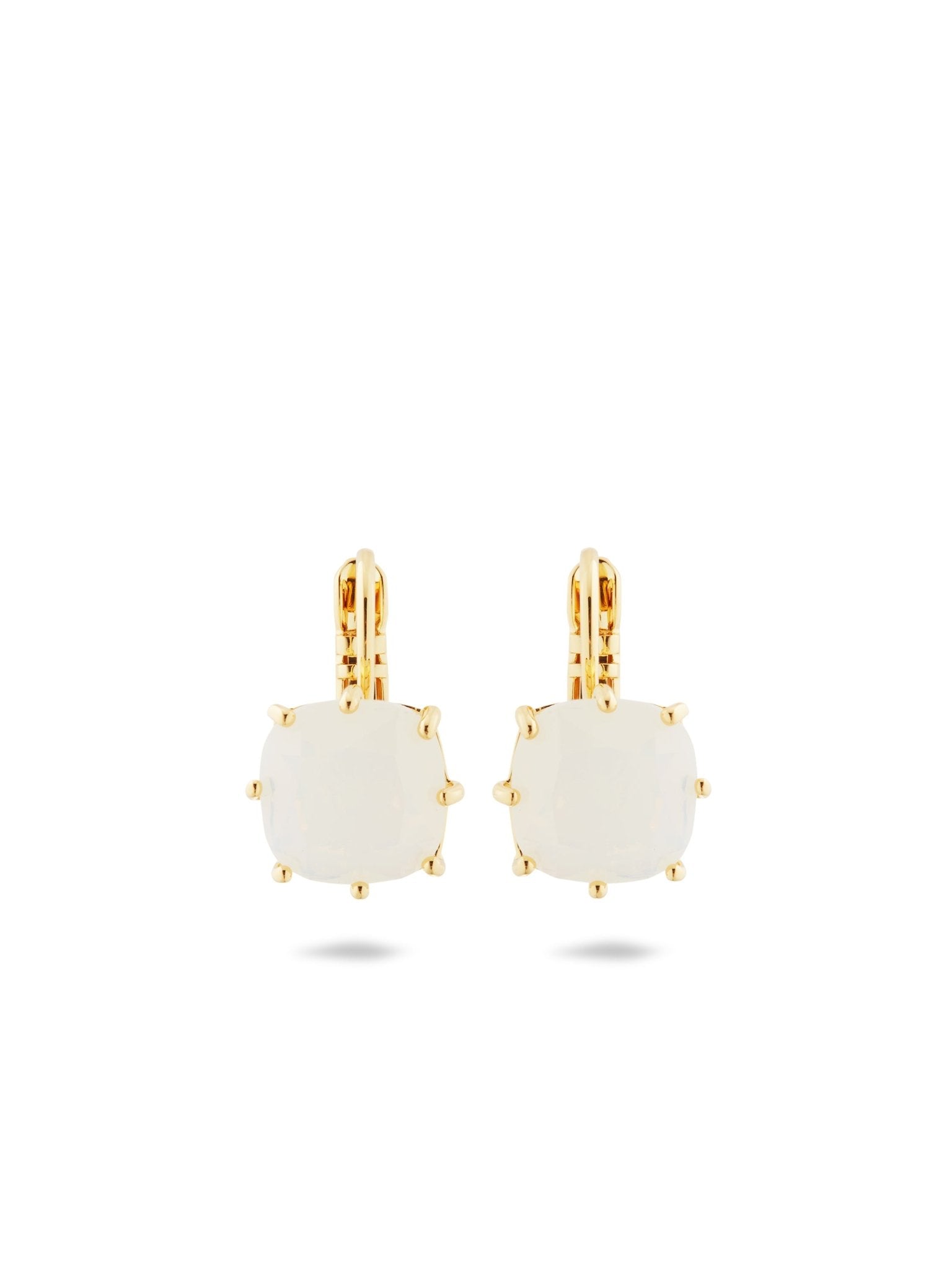 Opalescent White Diamantine Square Stone Earrings | AULD1011 - Les Nereides