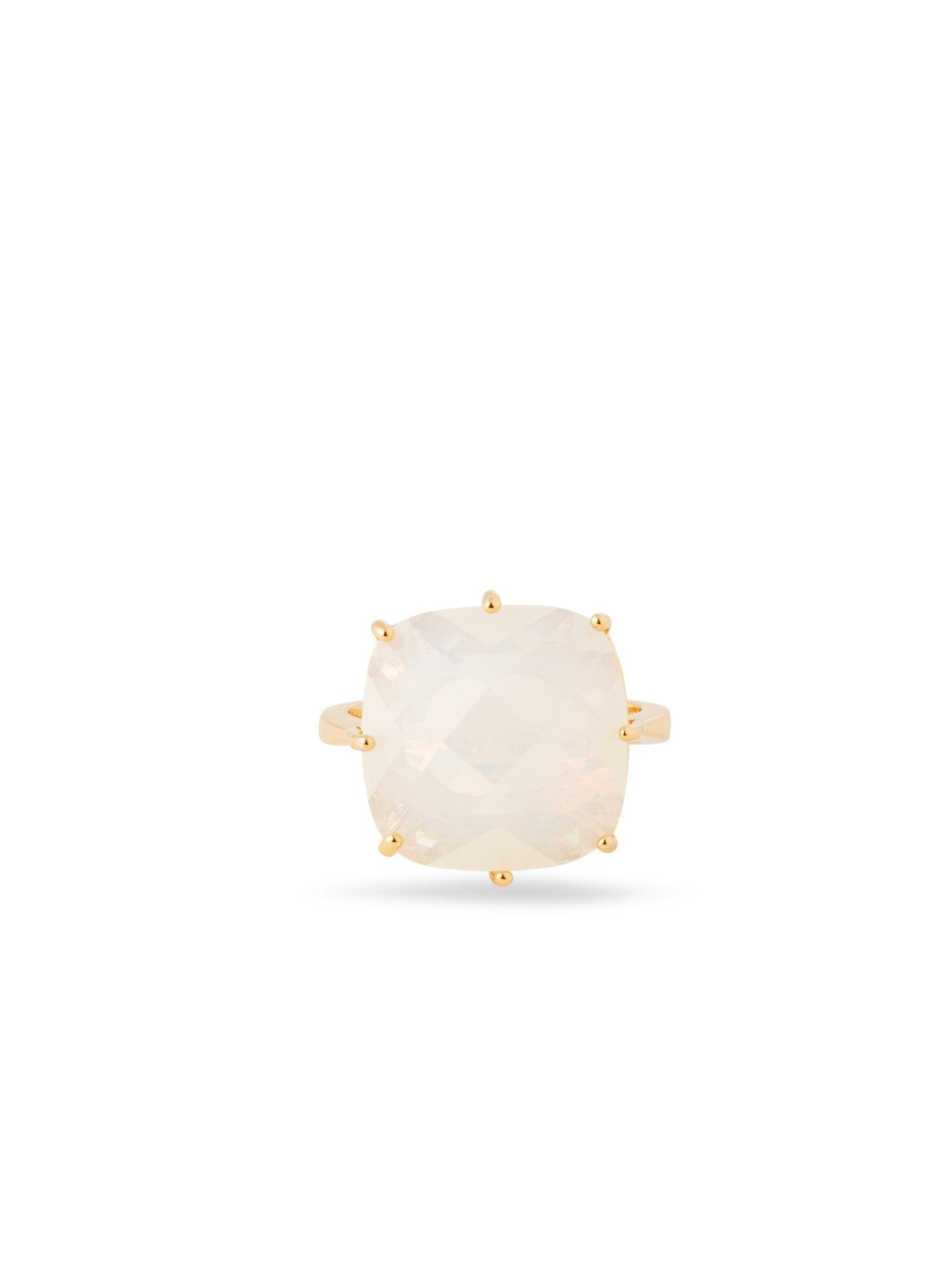 Opalescent White Diamantine Square Stone Solitaire Ring | AULD6021 - Les Nereides