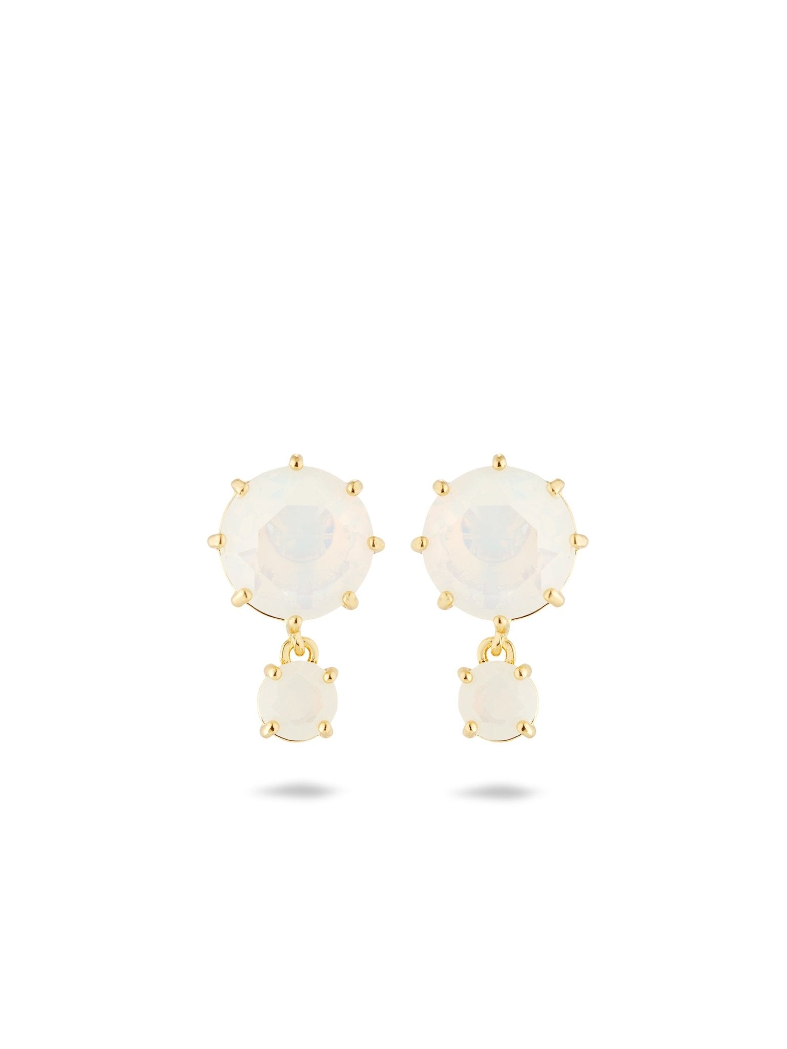Opalescent White Diamantine Two - Stone Earrings | AULD1261 - Les Nereides
