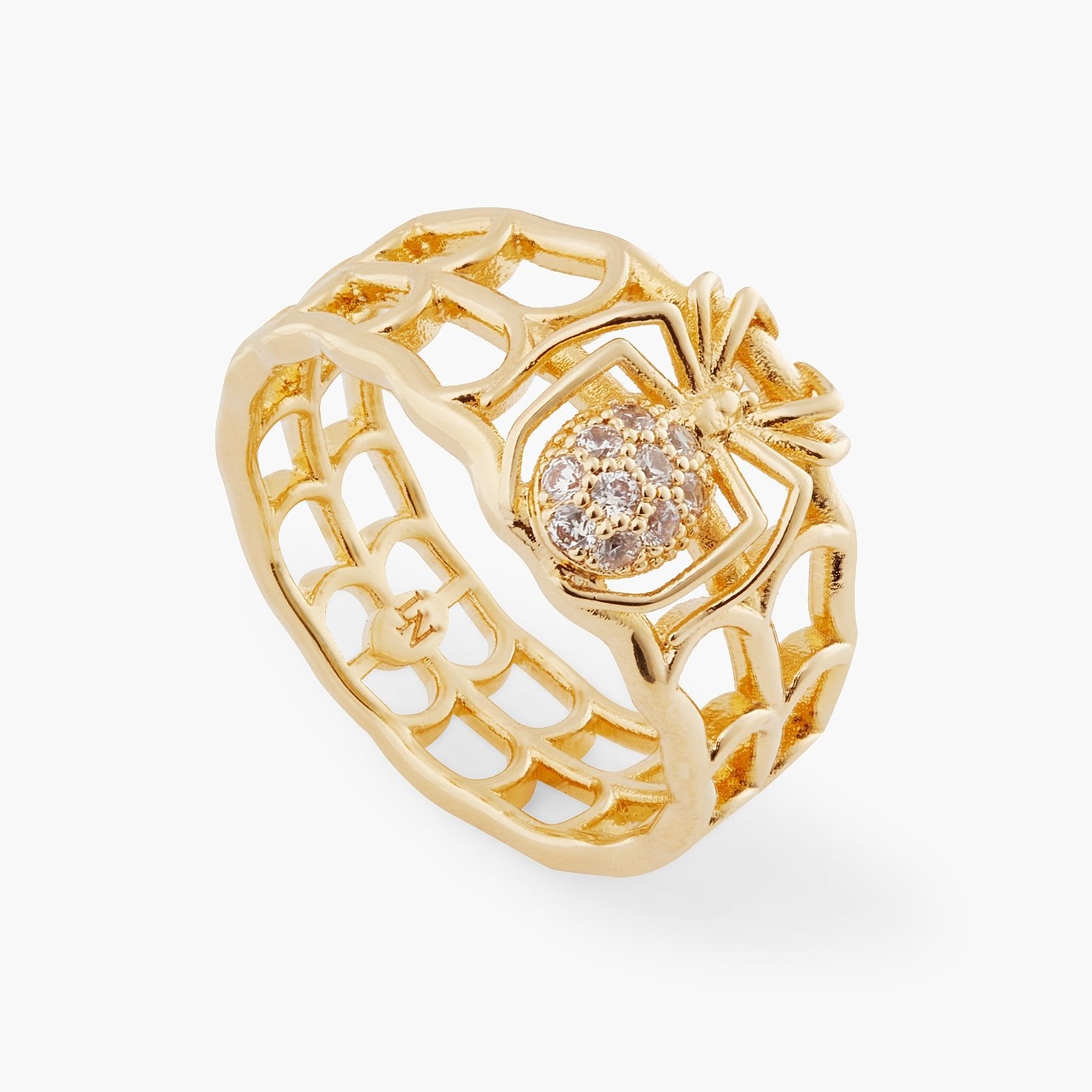 Openwork Enamel Spider And Crystal Ring | ATNF6011 - Les Nereides