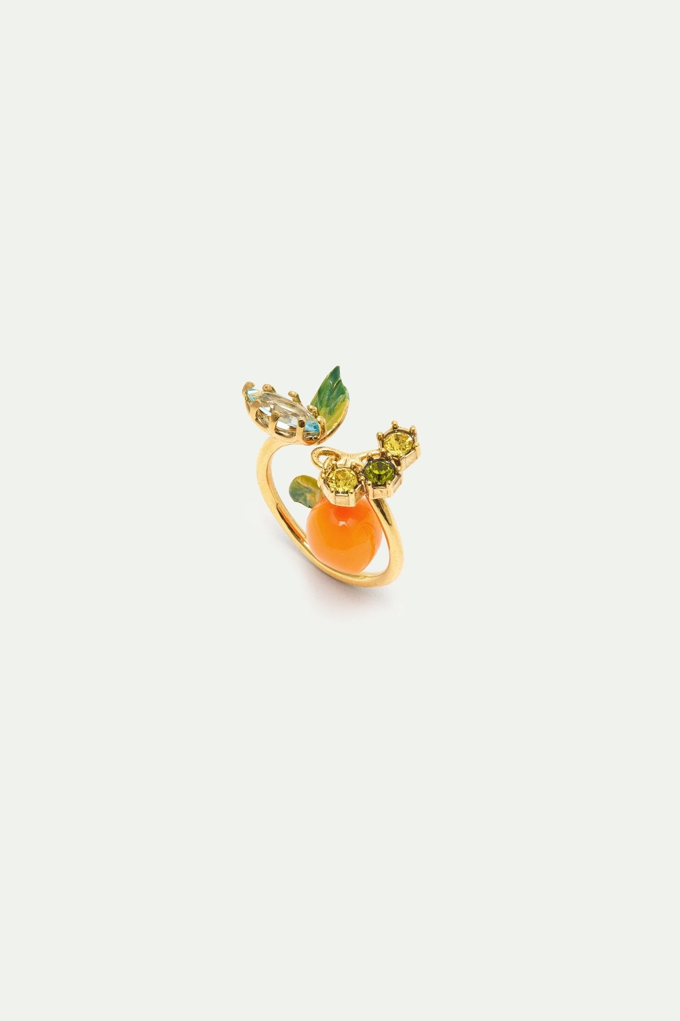 Orange Adjustable Ring With Blue And Green Stones | AXJP6061 - Les Nereides
