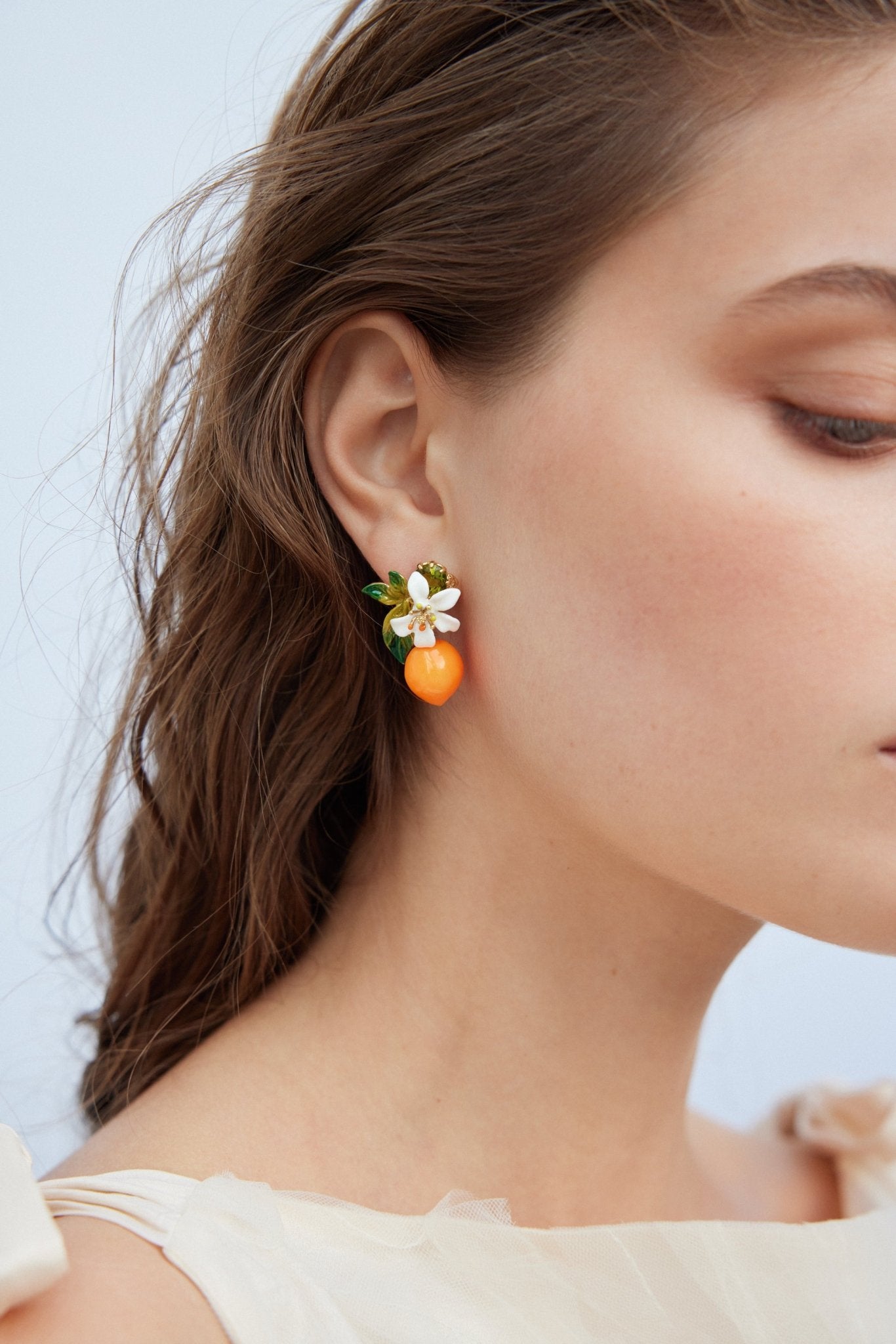 Orange And Orange Blossom Tube Earrings | ABJP105T/1 - Les Nereides