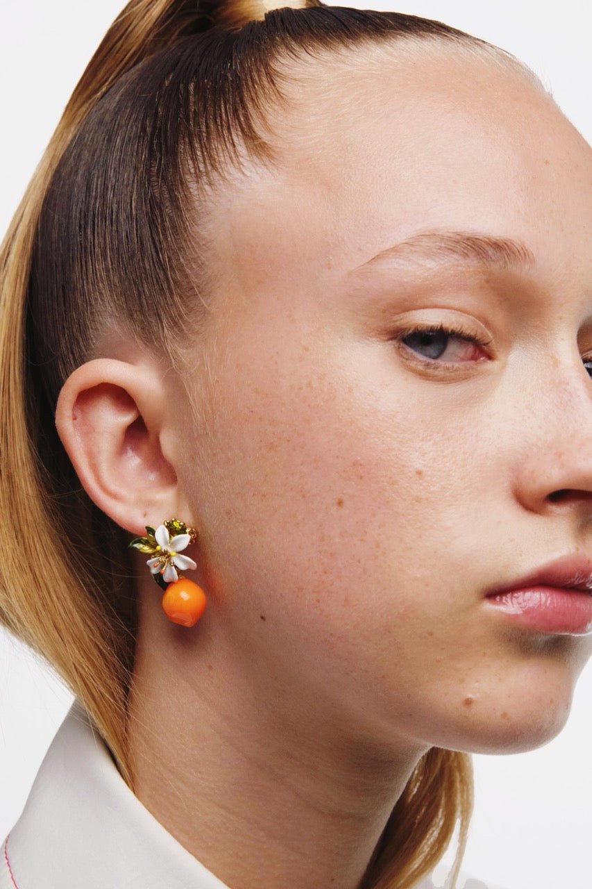 Orange And Orange Blossom Tube Earrings | ABJP105T/1 - Les Nereides
