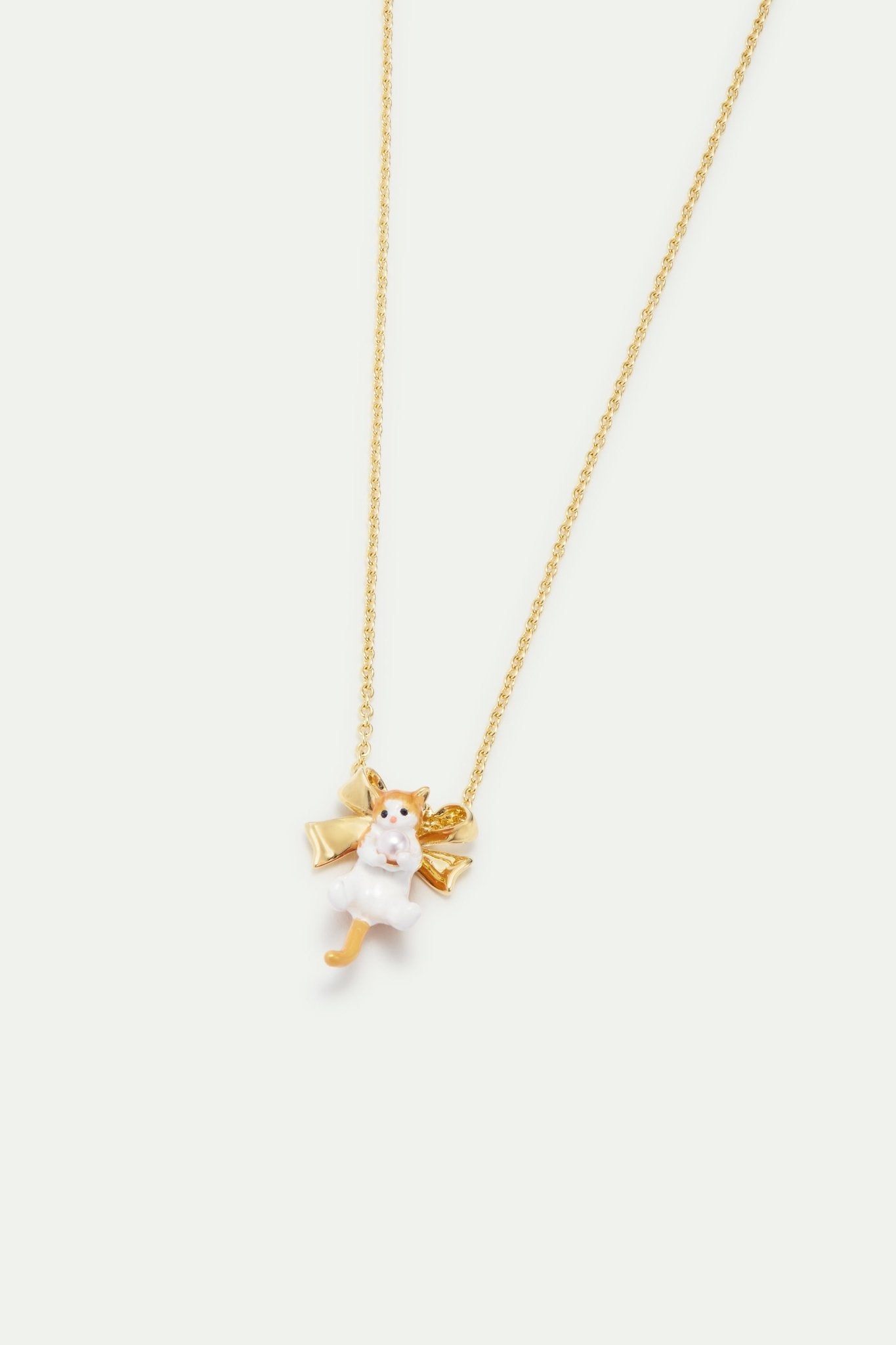 Orange tabby kitten and golden bow necklace | AVCF3031 - Les Nereides