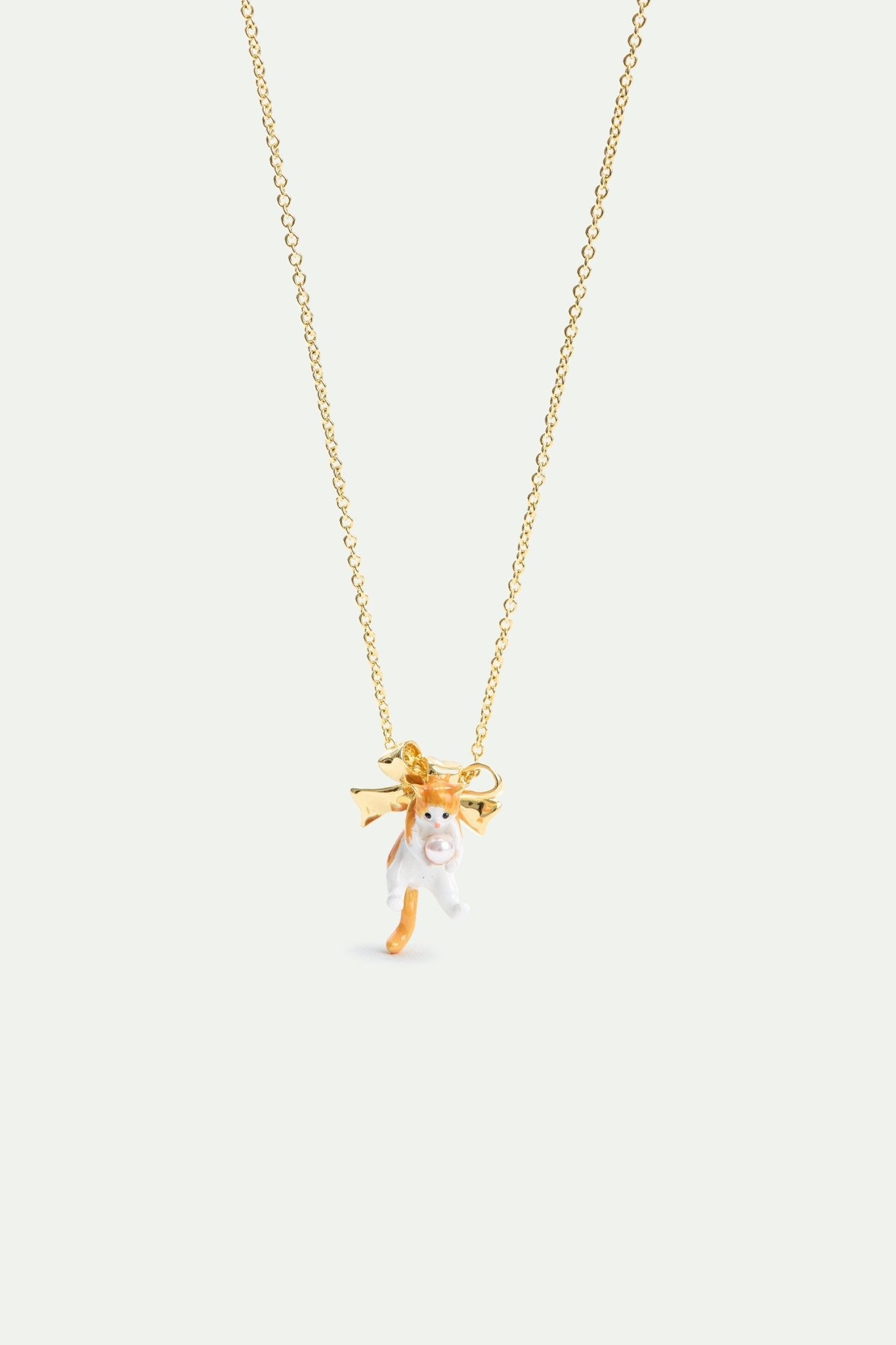 Orange tabby kitten and golden bow necklace | AVCF3031 - Les Nereides