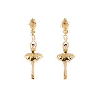 Pas de Deux Faceted Crystal Gold Earrings | AEDD115T/2 - Les Nereides