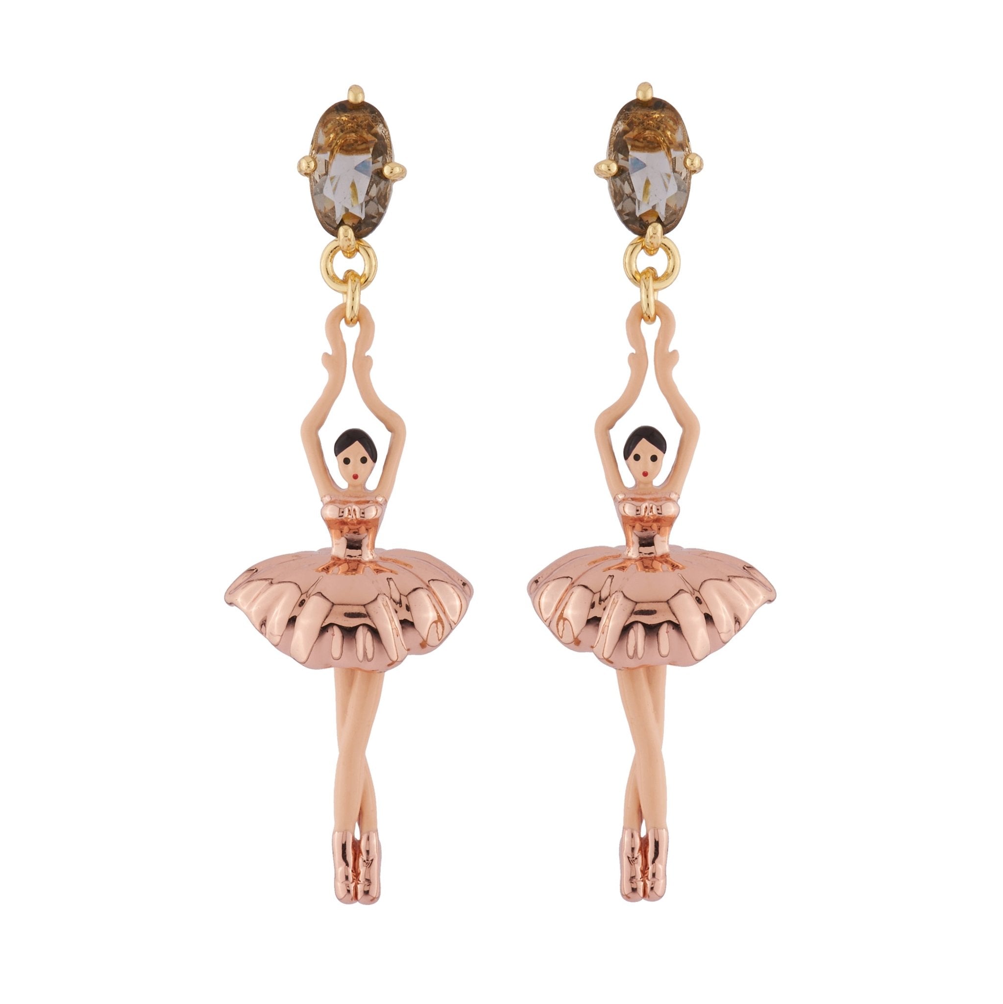 Pas de Deux Faceted Crystal Pink Gold Earrings | AIDD115C/2 - Les Nereides