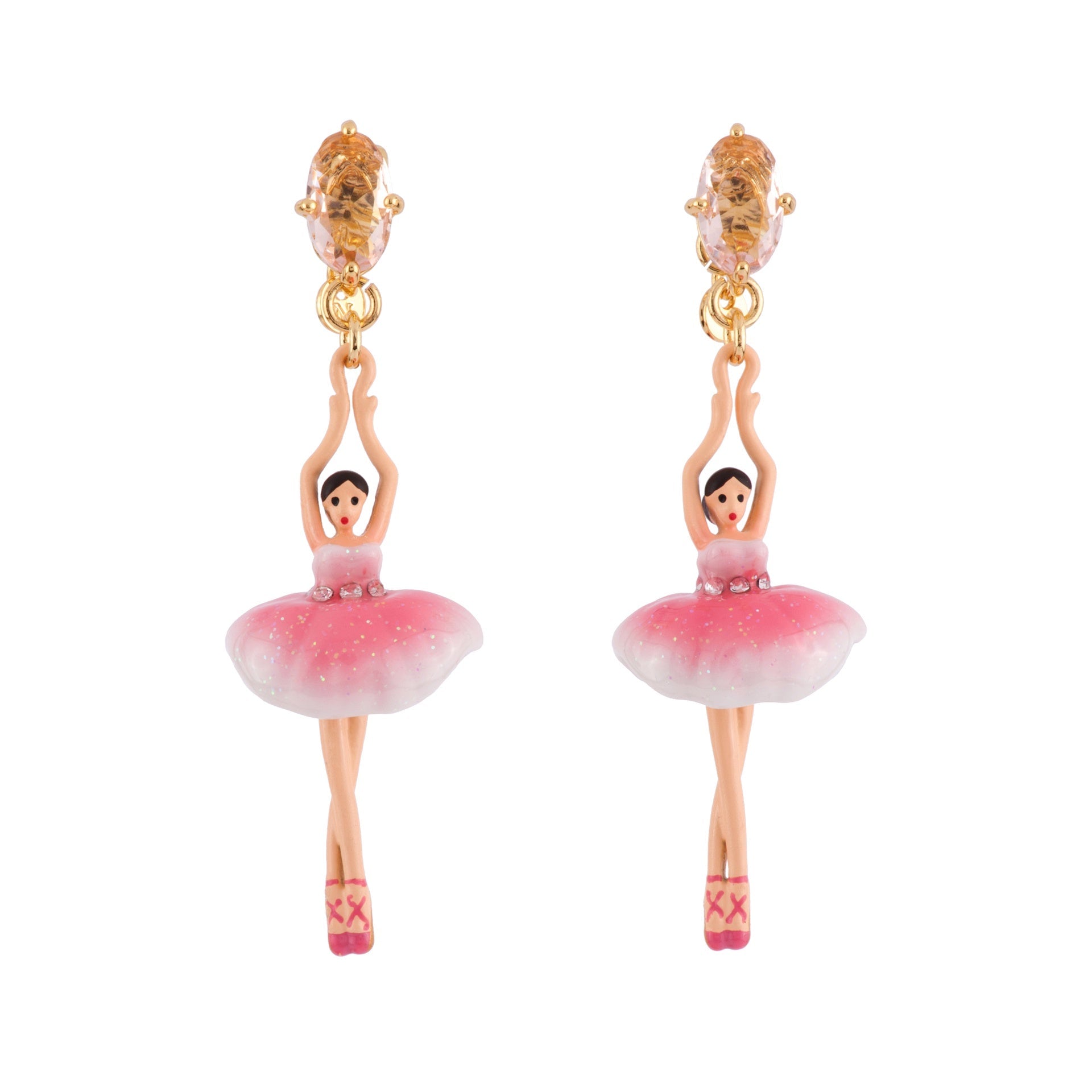 Pas de Deux Faceted Crystal Sparkling Pink Earrings | AFDD115C/1 - Les Nereides