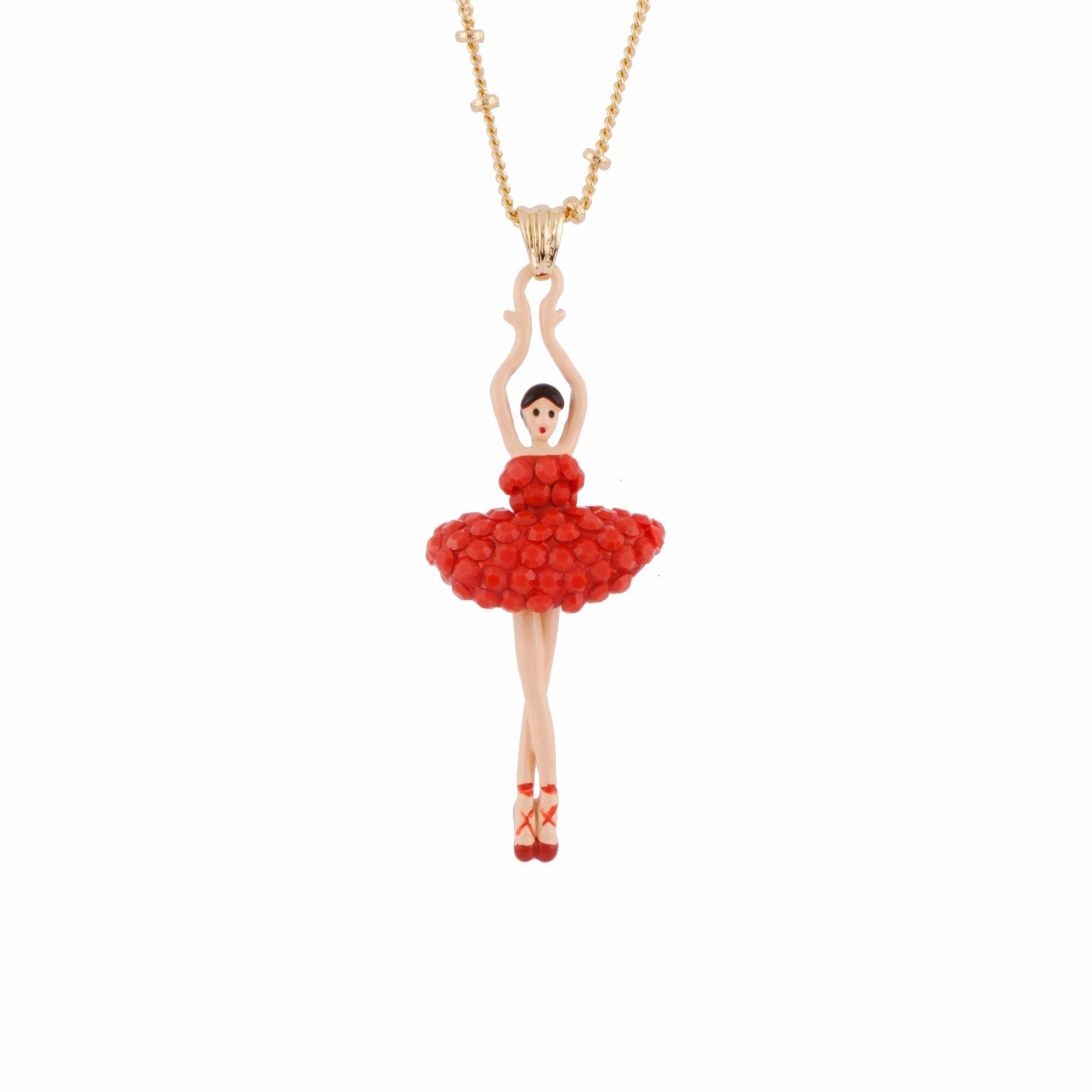 Pas de Deux Lux Rhinestones Tangerine Coral Necklace | AFDDL3592 - Les Nereides