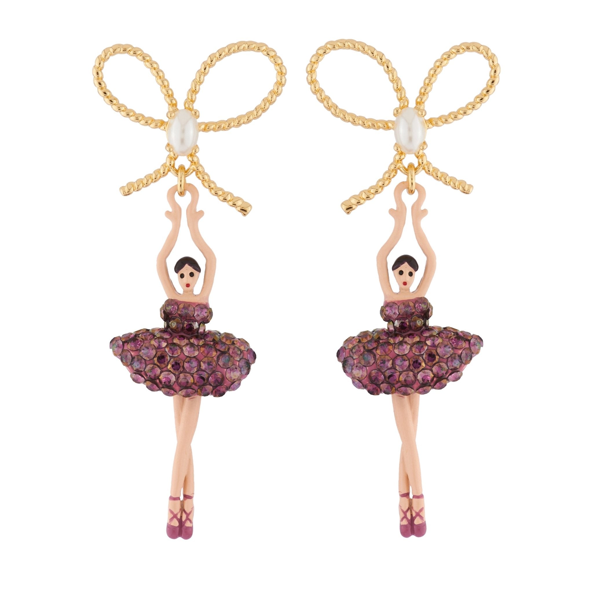 Pas de Deux Lux With Knot Rhinestones Lilac Earrings | AIDDL108C/1 - Les Nereides