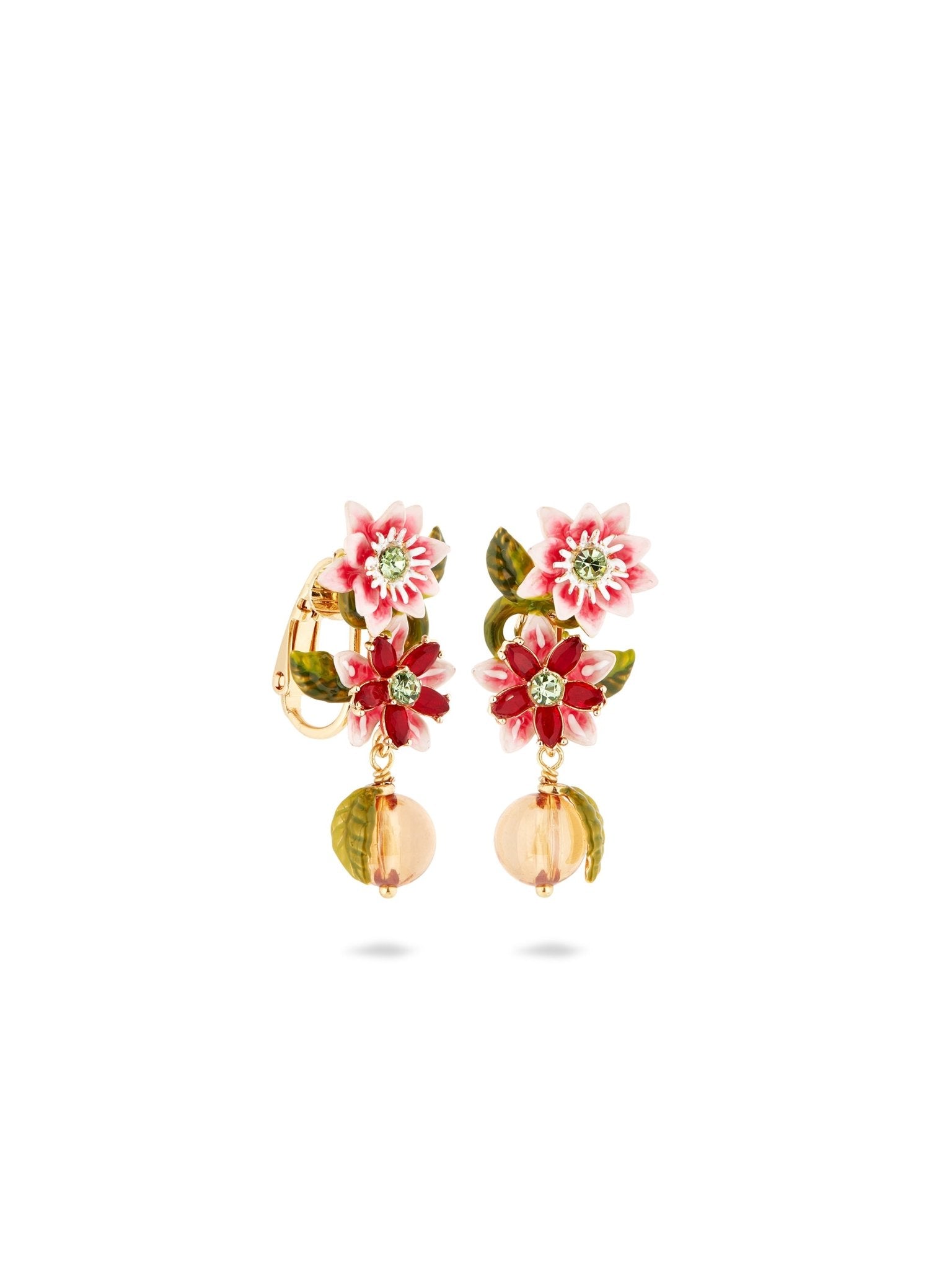 Passion Flower And Crystal Bead Earrings | AUVI1011 - Les Nereides