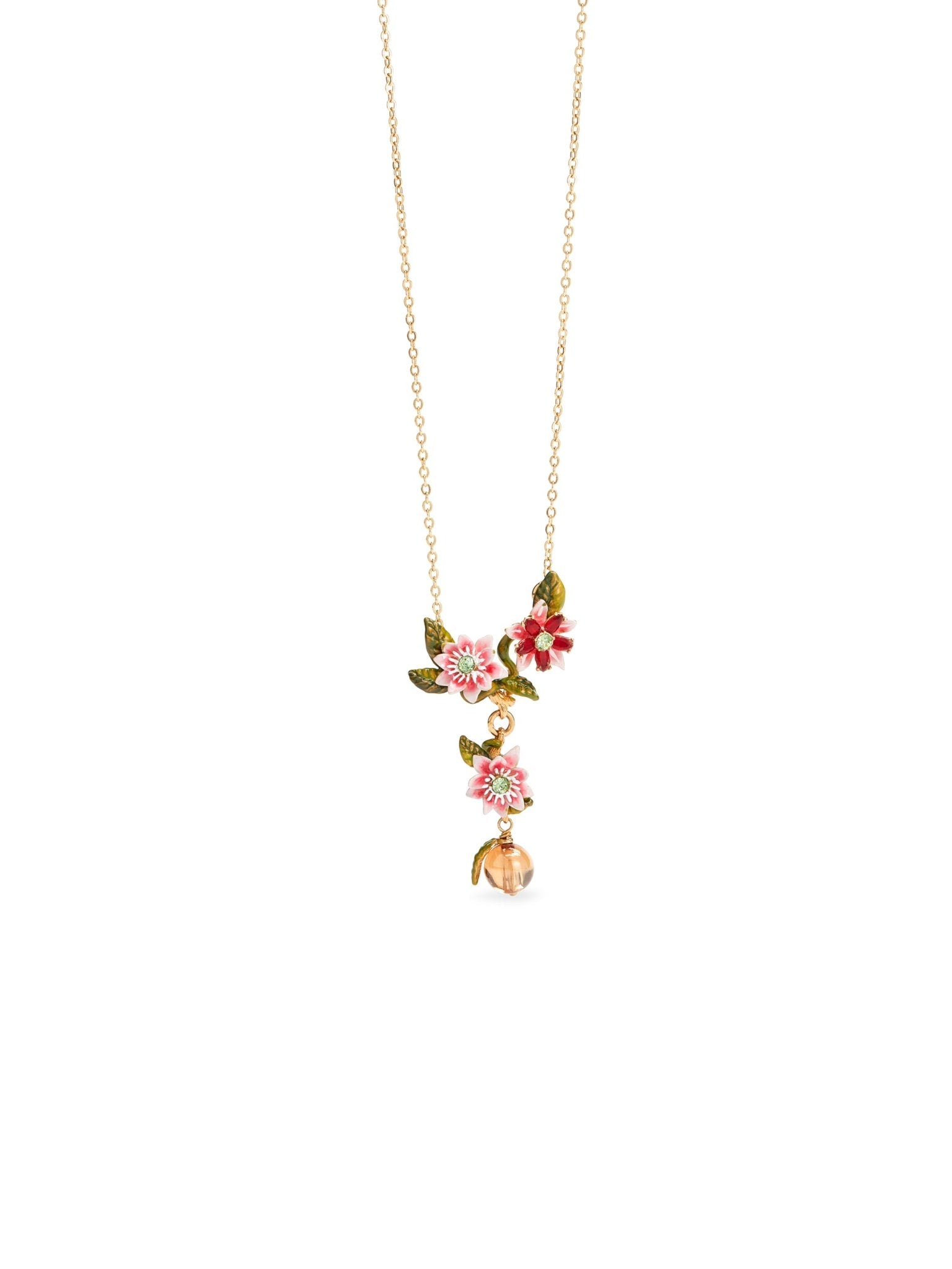 Passion Flower And Crystal Bead Necklace | AUVI3021 - Les Nereides