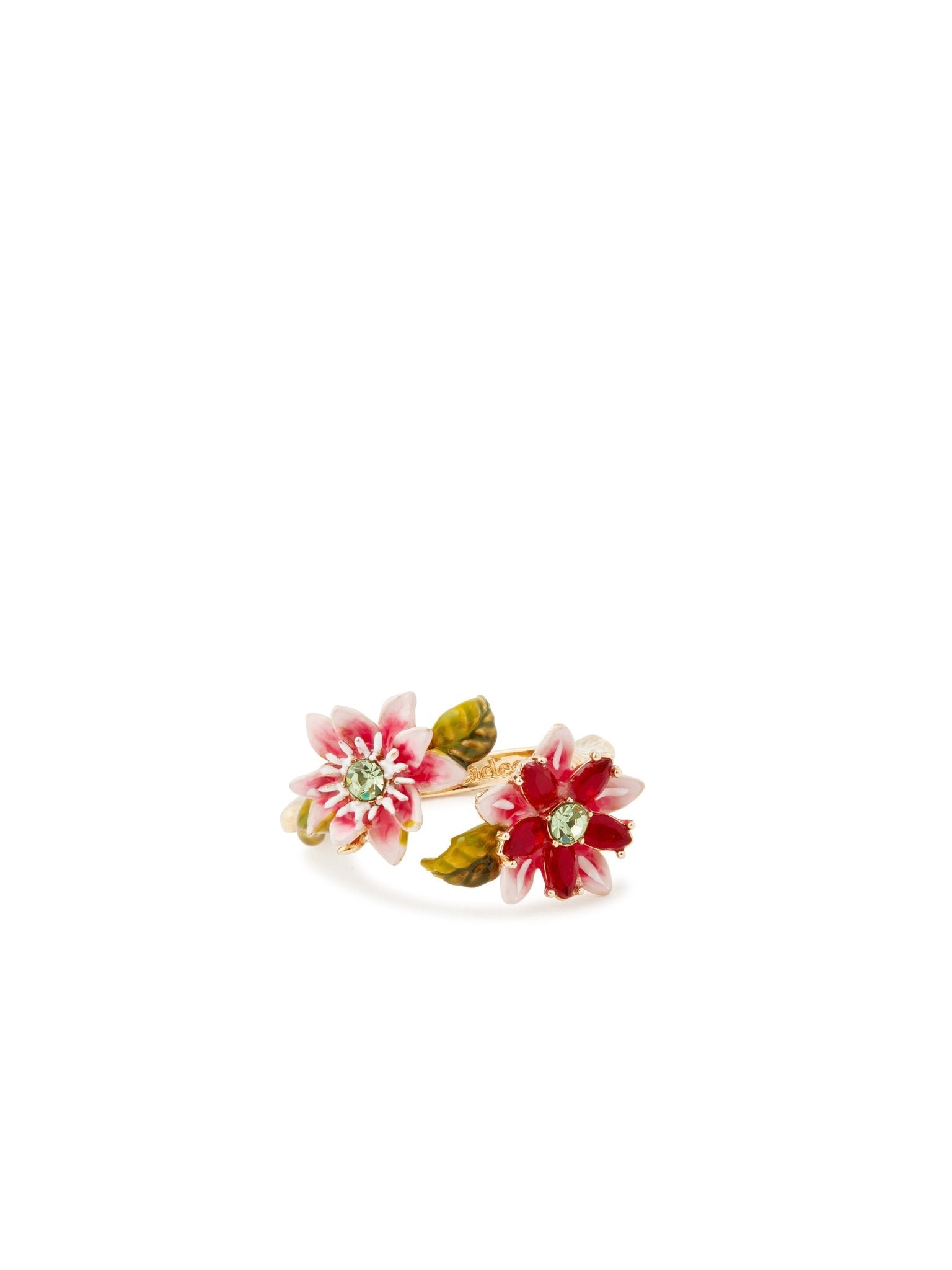 Passion Flower And Crystal Flower Adjustable Ring | AUVI6011 - Les Nereides
