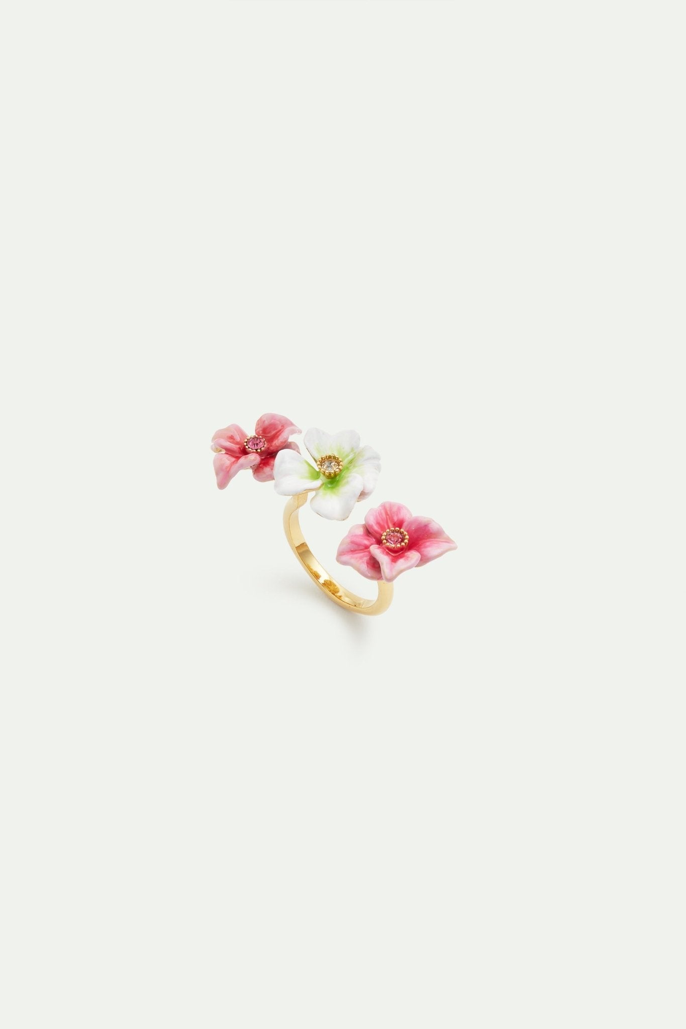 Pink and white hydrangea flower adjustable ring | AVJH6011 - Les Nereides