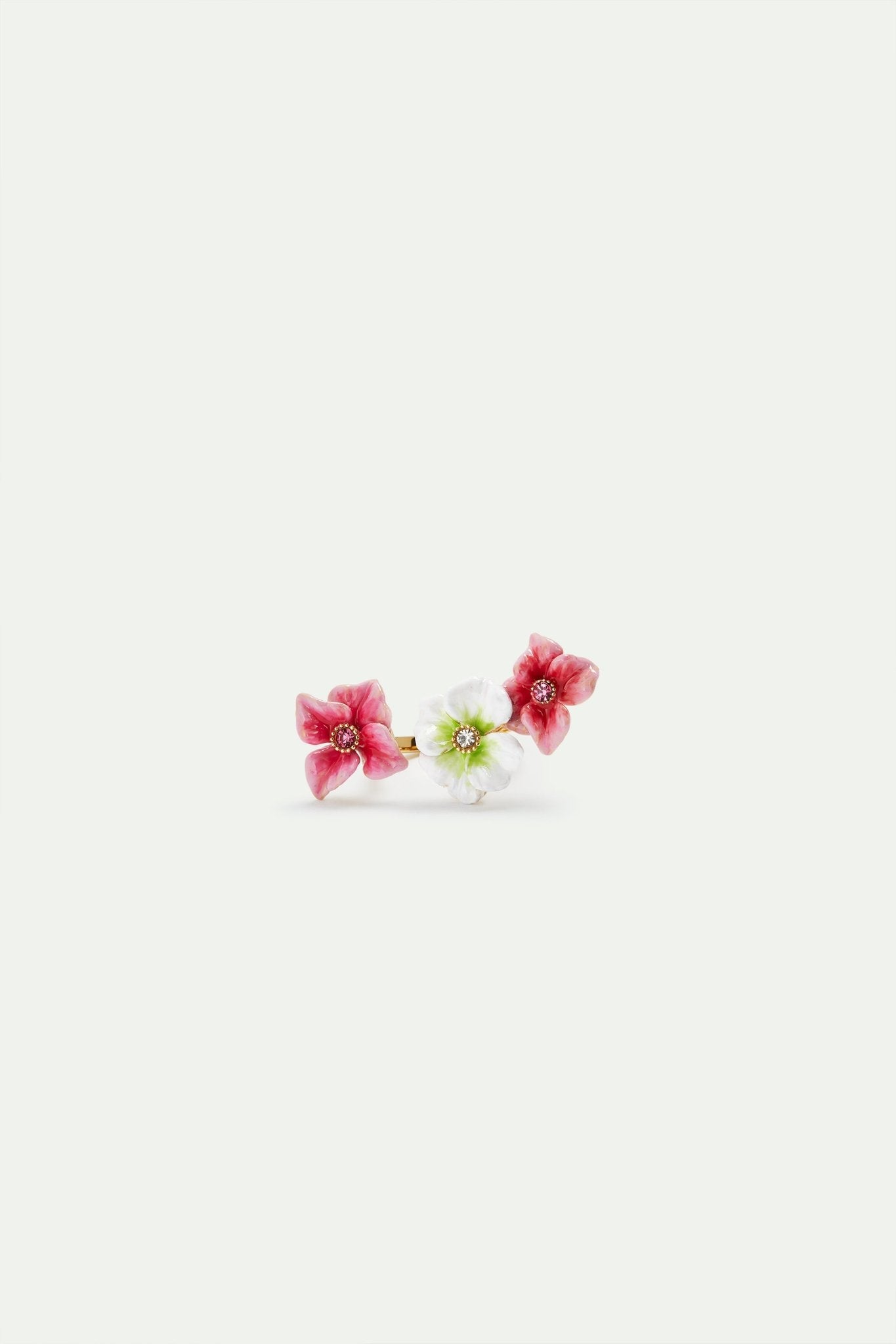 Pink and white hydrangea flower adjustable ring | AVJH6011 - Les Nereides
