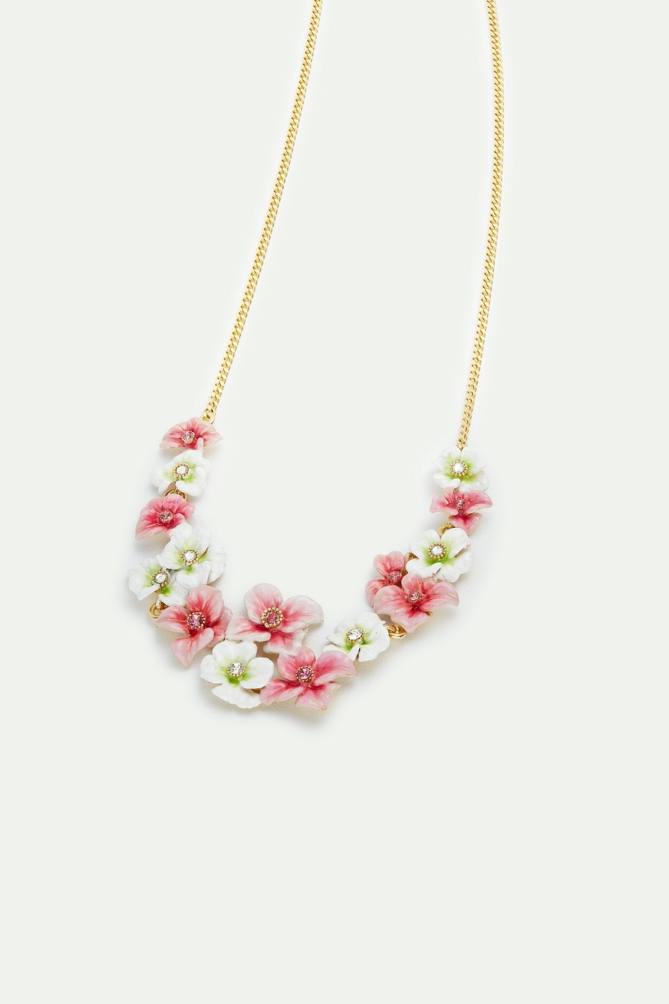 Pink and white hydrangea flowers statement necklace | AVJH3011 - Les Nereides