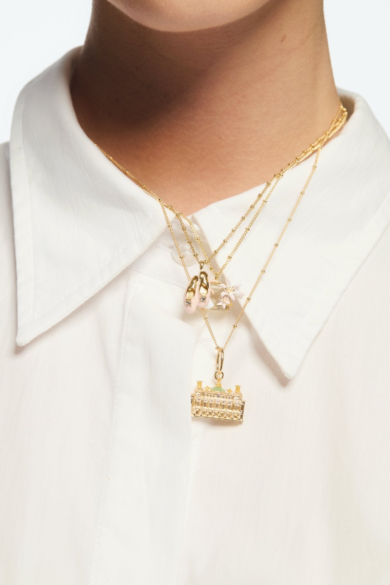 Pink ballet slipper pendant necklace | AVOP3031 - Les Nereides