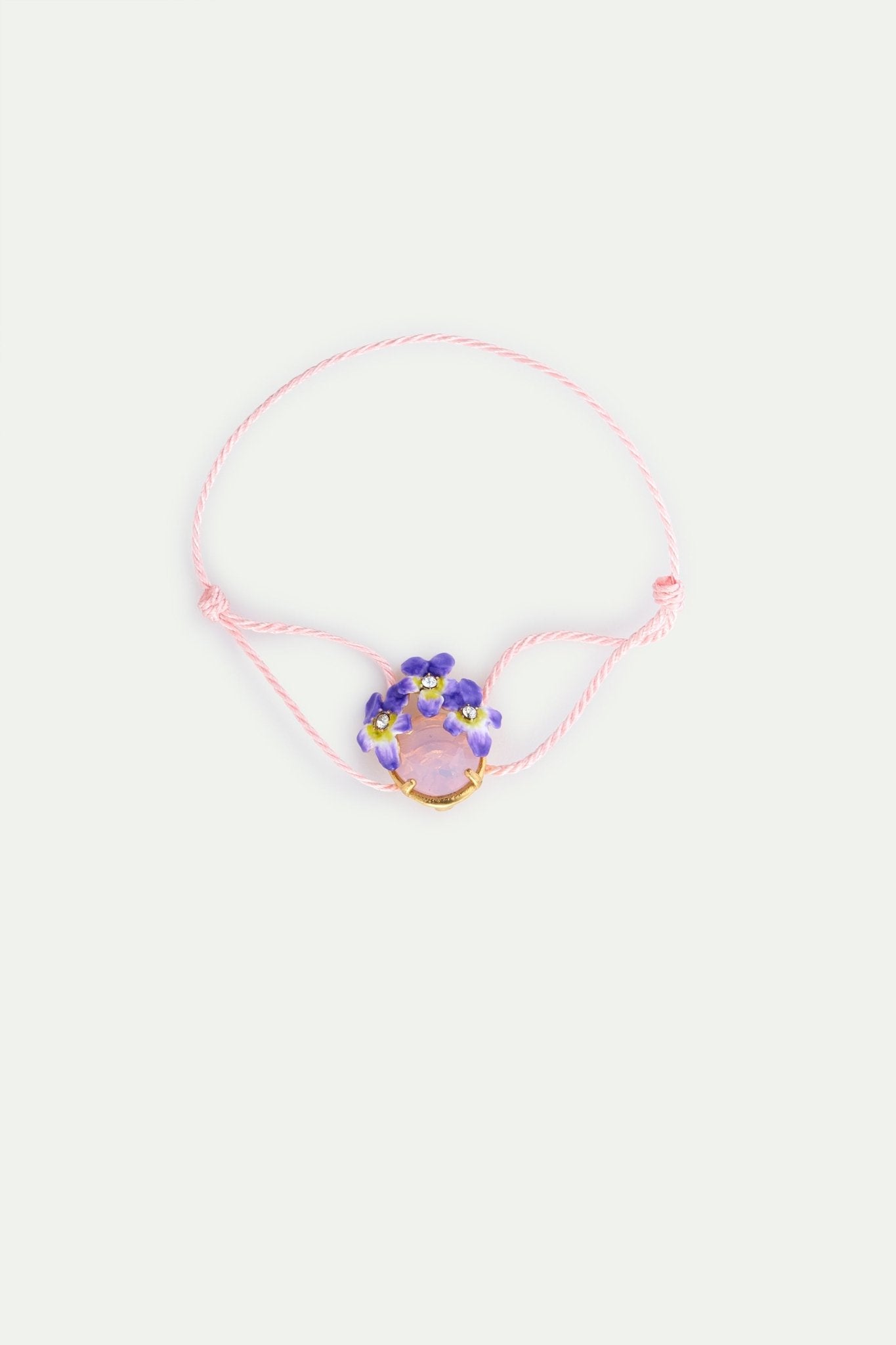 Pink Faceted Round Stone And Violet Cord Bracelet | AYCV2021 - Les Nereides
